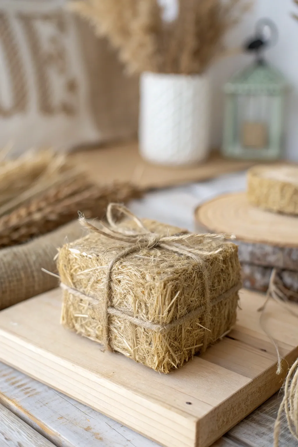 Embrace simplicity with charming handmade hay bales for your farm diorama.