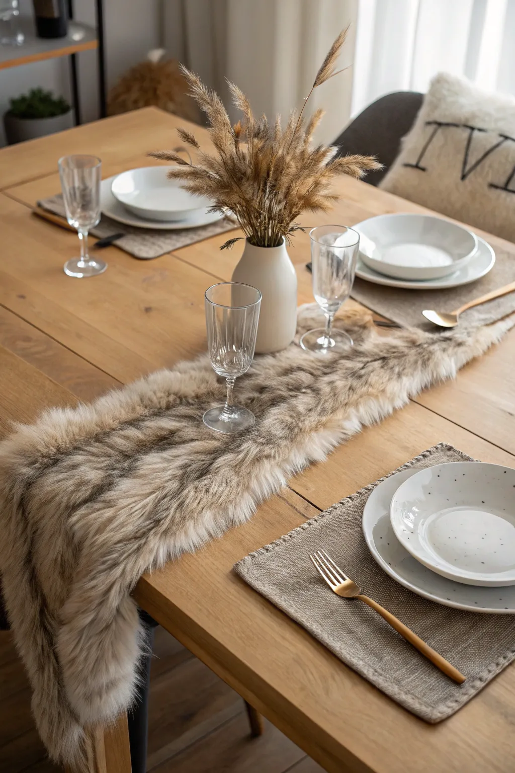 Elevate your dining experience with a touch of faux fur elegance. 🌿✨