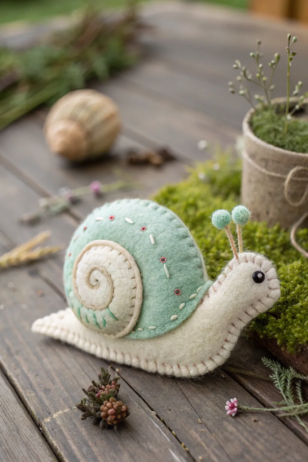 Bring a quirky, handcrafted touch to your decor with these charming felt snails!