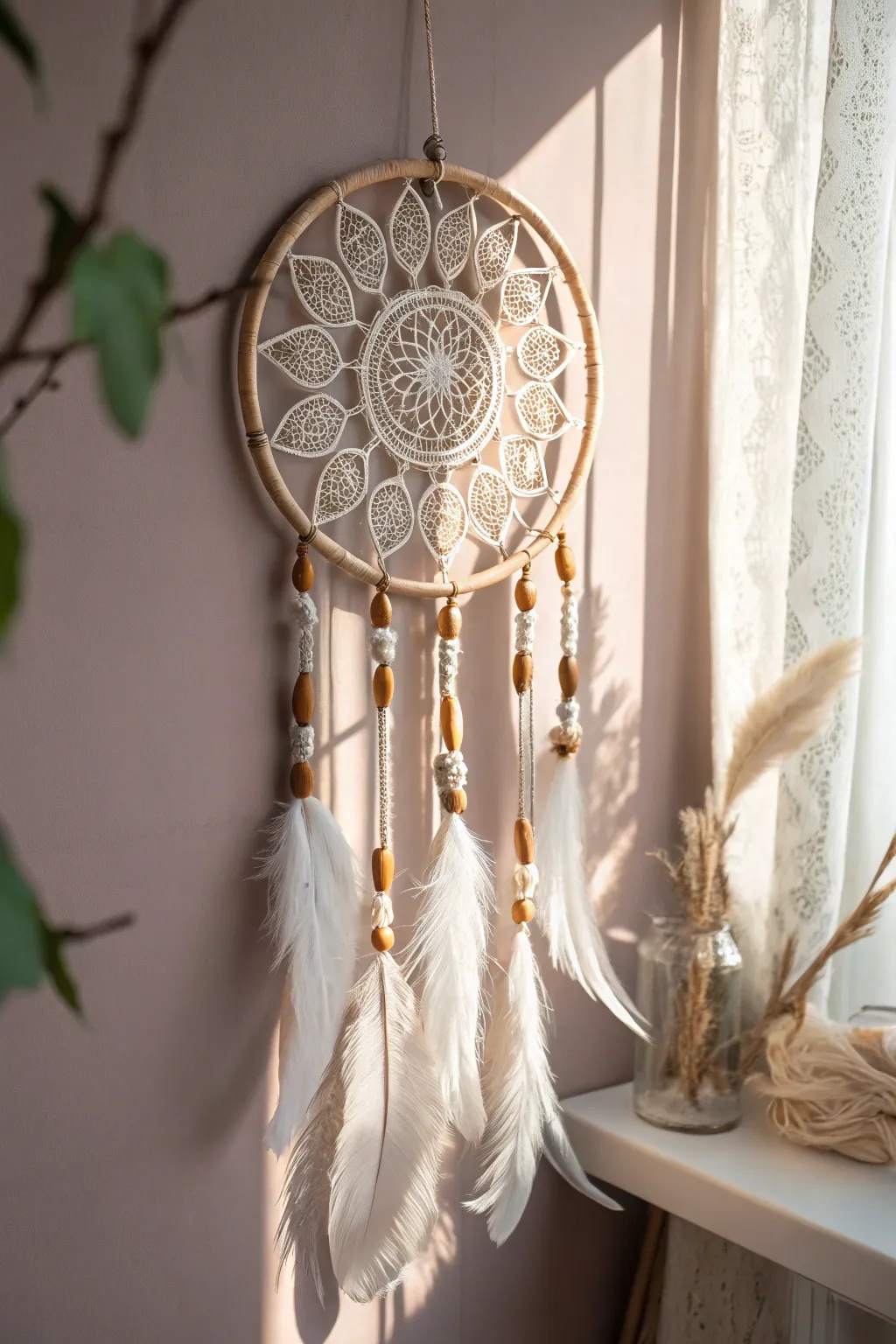 Embrace serenity with a handcrafted dream catcher, where minimalist beauty meets Boho charm.