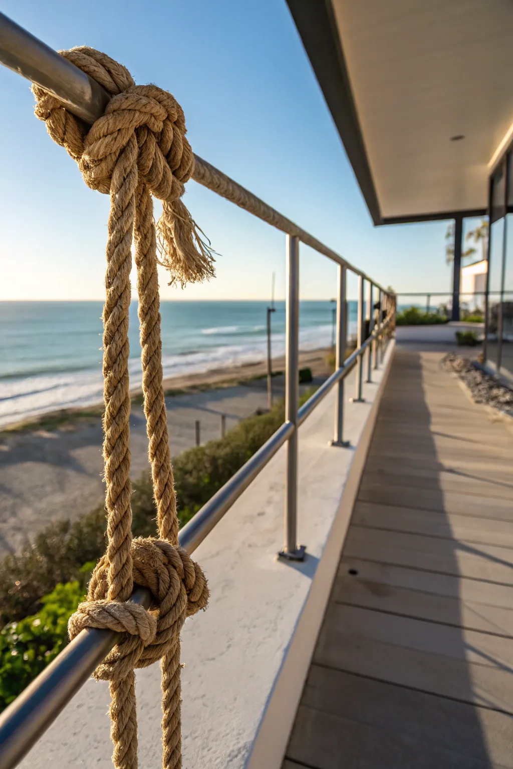 Elevate your rooftop with nautical elegance: Discover the charm of rope railings.