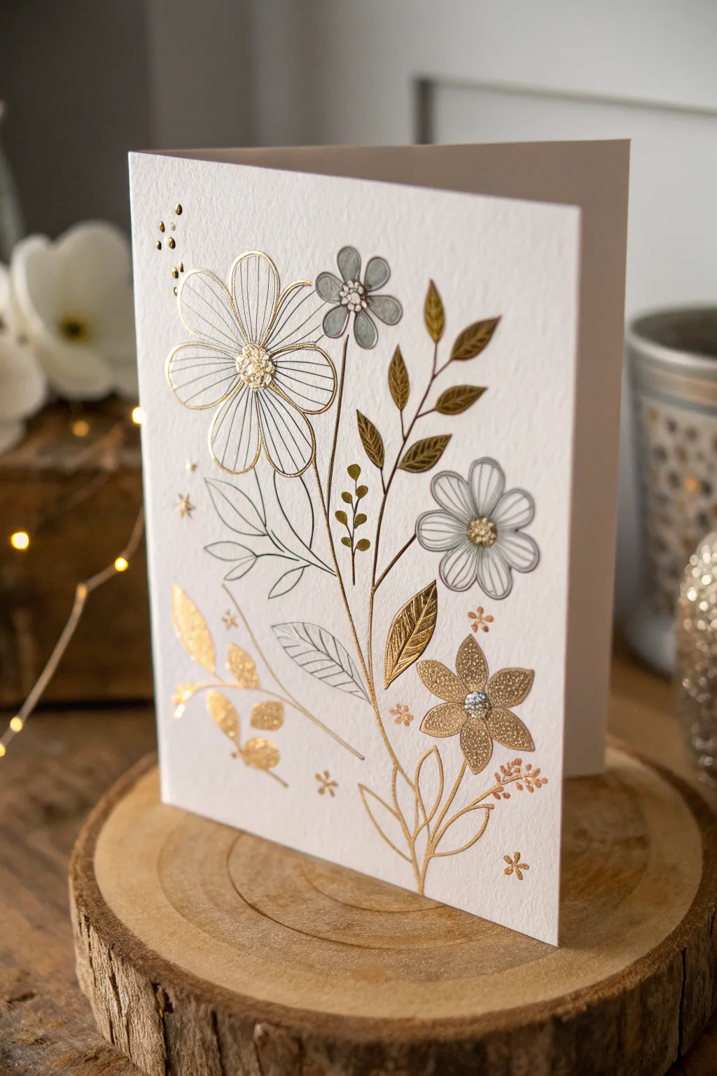 Elevate your stationery with the understated elegance of foil-pressed floral designs.