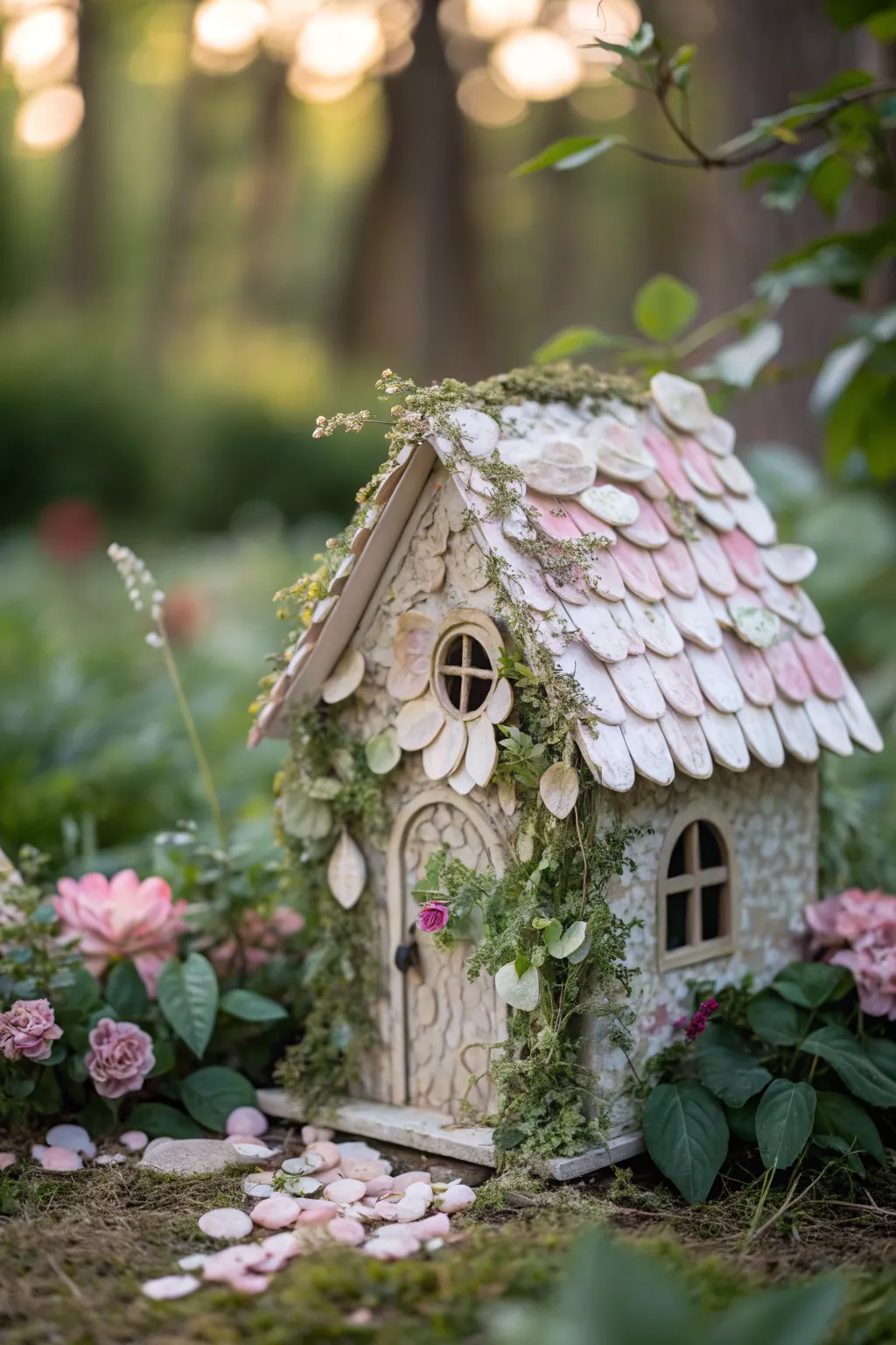 Transform your garden into a magical retreat with enchanting fairy houses crafted from nature's blooms.