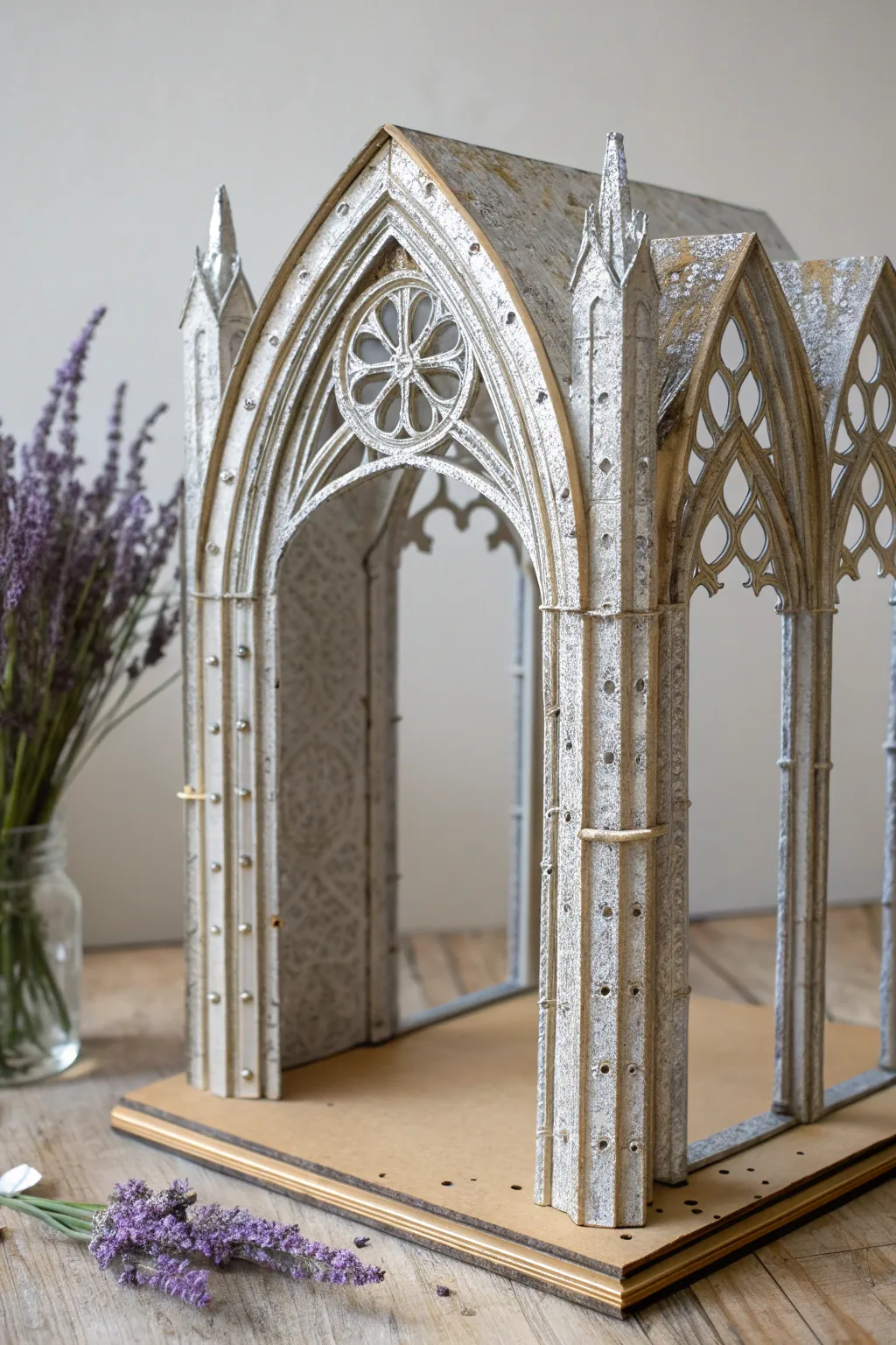 Infuse your space with old-world charm through a handcrafted gothic archway in foil and cardboard. ✨