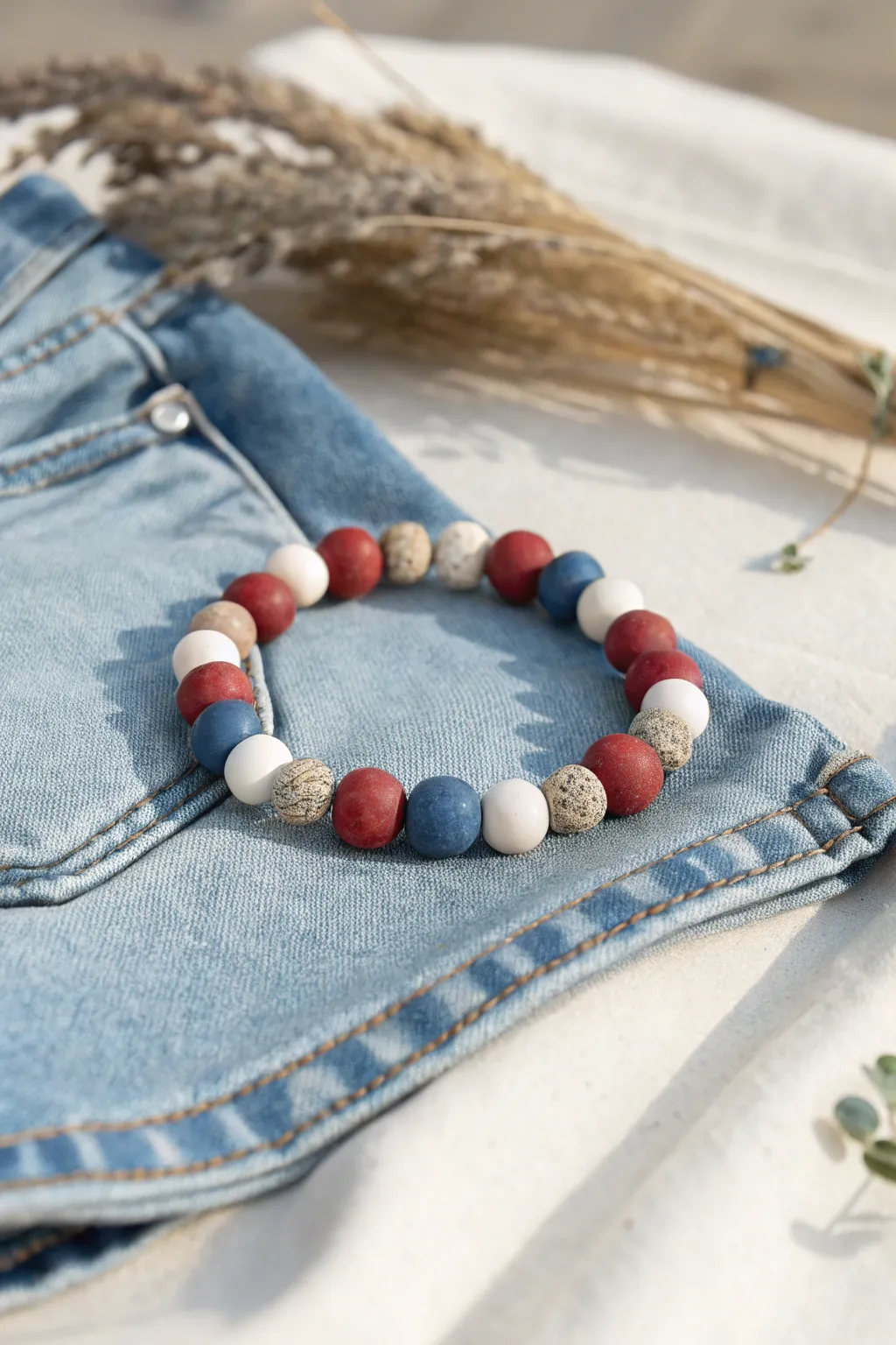 Embrace vintage charm with handcrafted clay bead bracelets for a timeless Americana style.