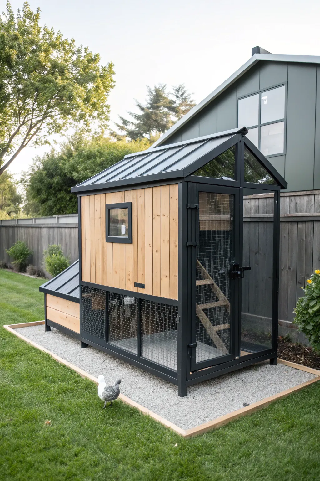 Elevate your backyard with this chic minimalist chicken coop—where modern design meets functionality.