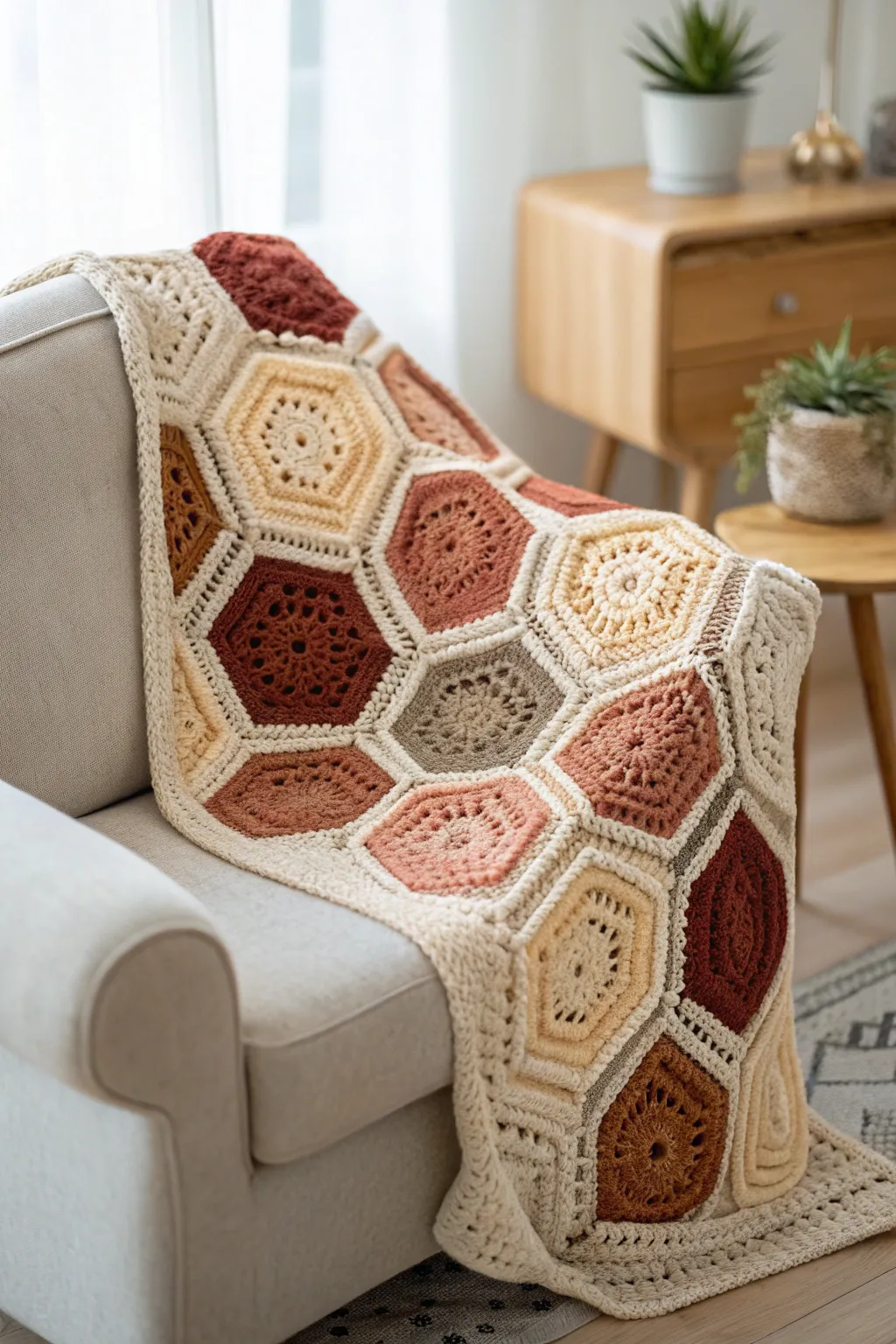Embrace the charm of hexagons with this cozy crochet creation.