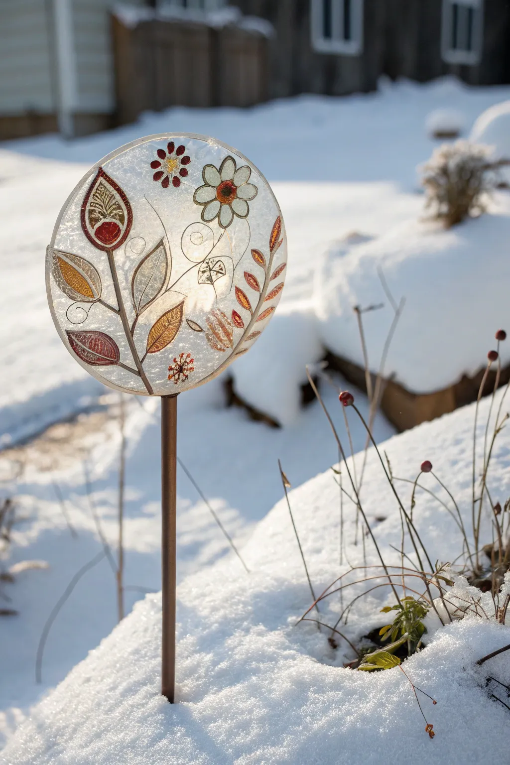 Bring a touch of festive elegance to your winter garden with handcrafted fused glass art.