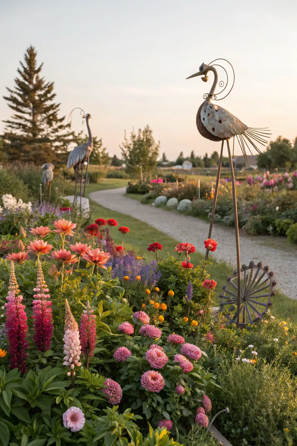 Add character to your garden with galvanized sculptures.