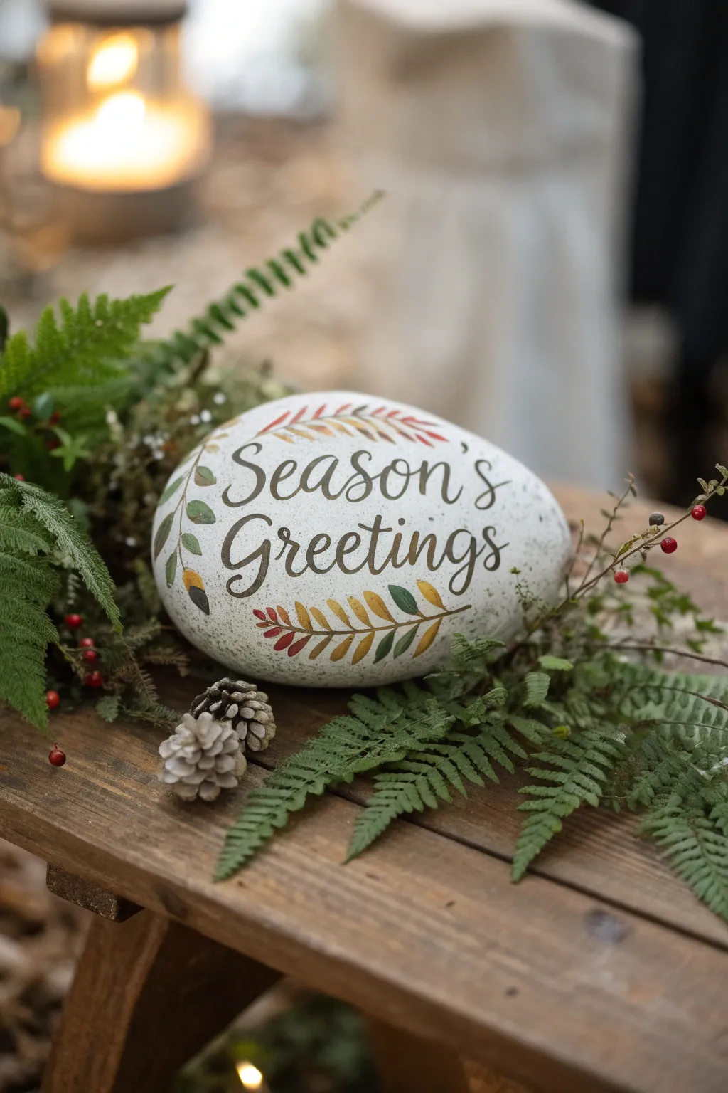 Embrace the seasons with artisanal rock art that adds a touch of festive elegance to your garden.