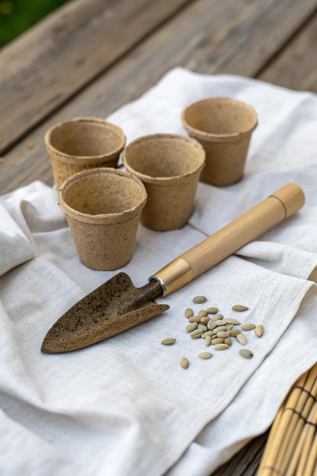 Embrace sustainable gardening with style: Elegant bamboo tools for your eco-friendly sensory bin.