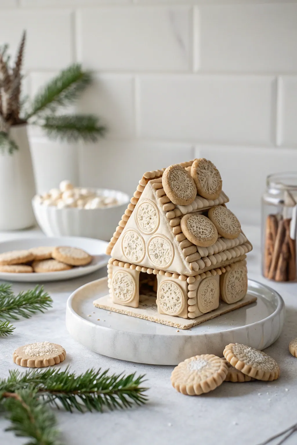 Effortlessly charming: Create a no-bake cookie house with store-bought delights.