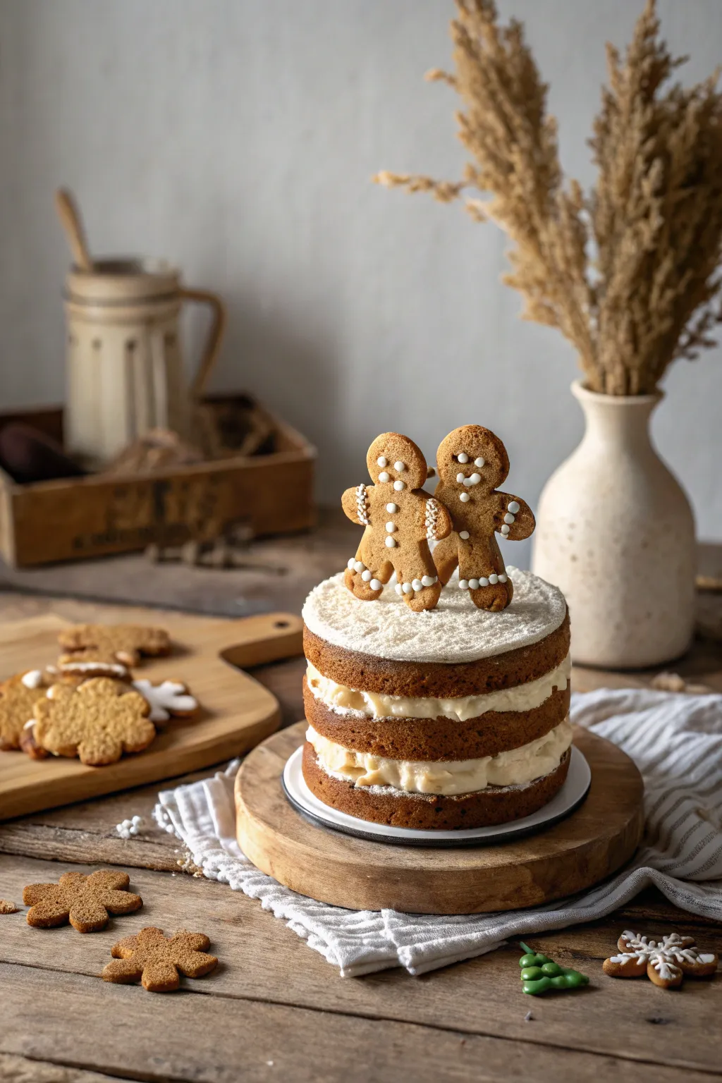 Indulge in the charming surprise of a Gingerbread Man Cookie Sandwich Cake – where every slice reveals delightful layers of holiday cheer.
