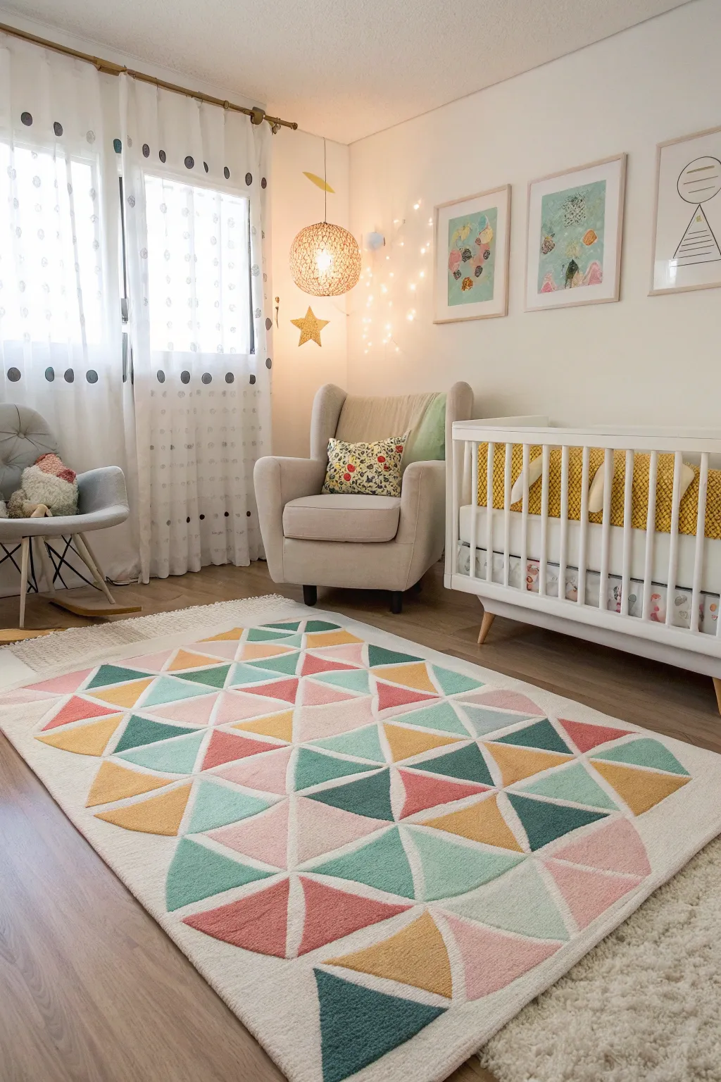 Geometric patterns add a modern and lively touch.