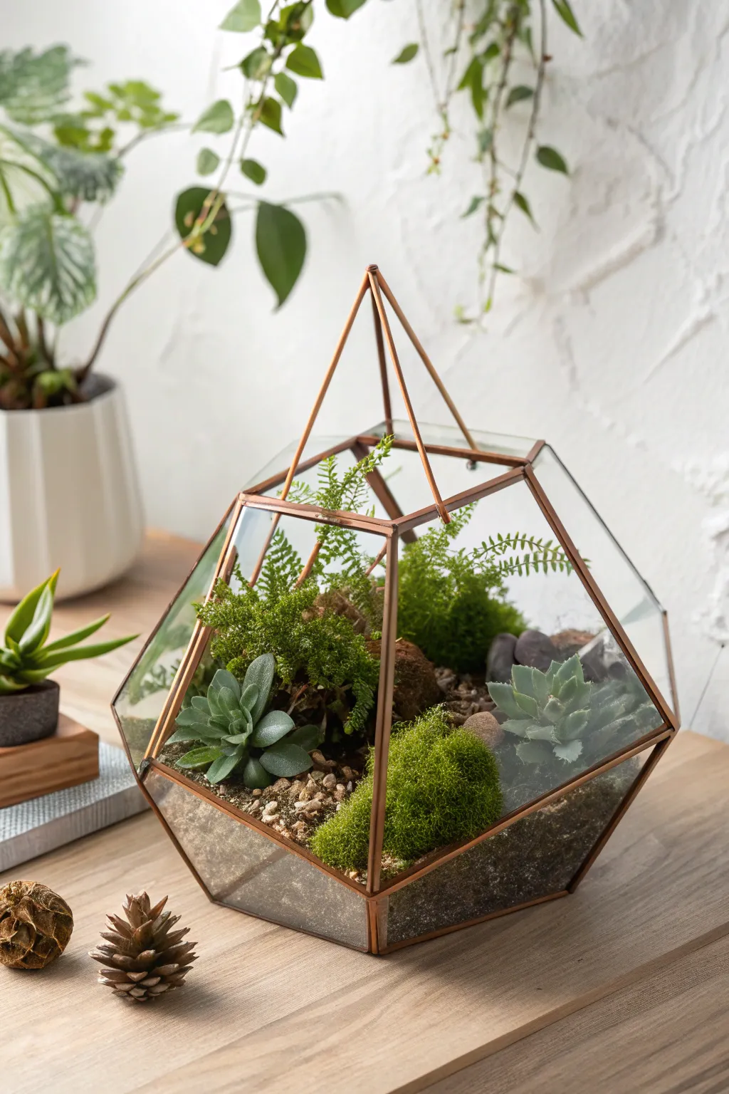 Discover a tiny world of greenery with this elegant plant terrarium, where nature meets Scandinavian simplicity.