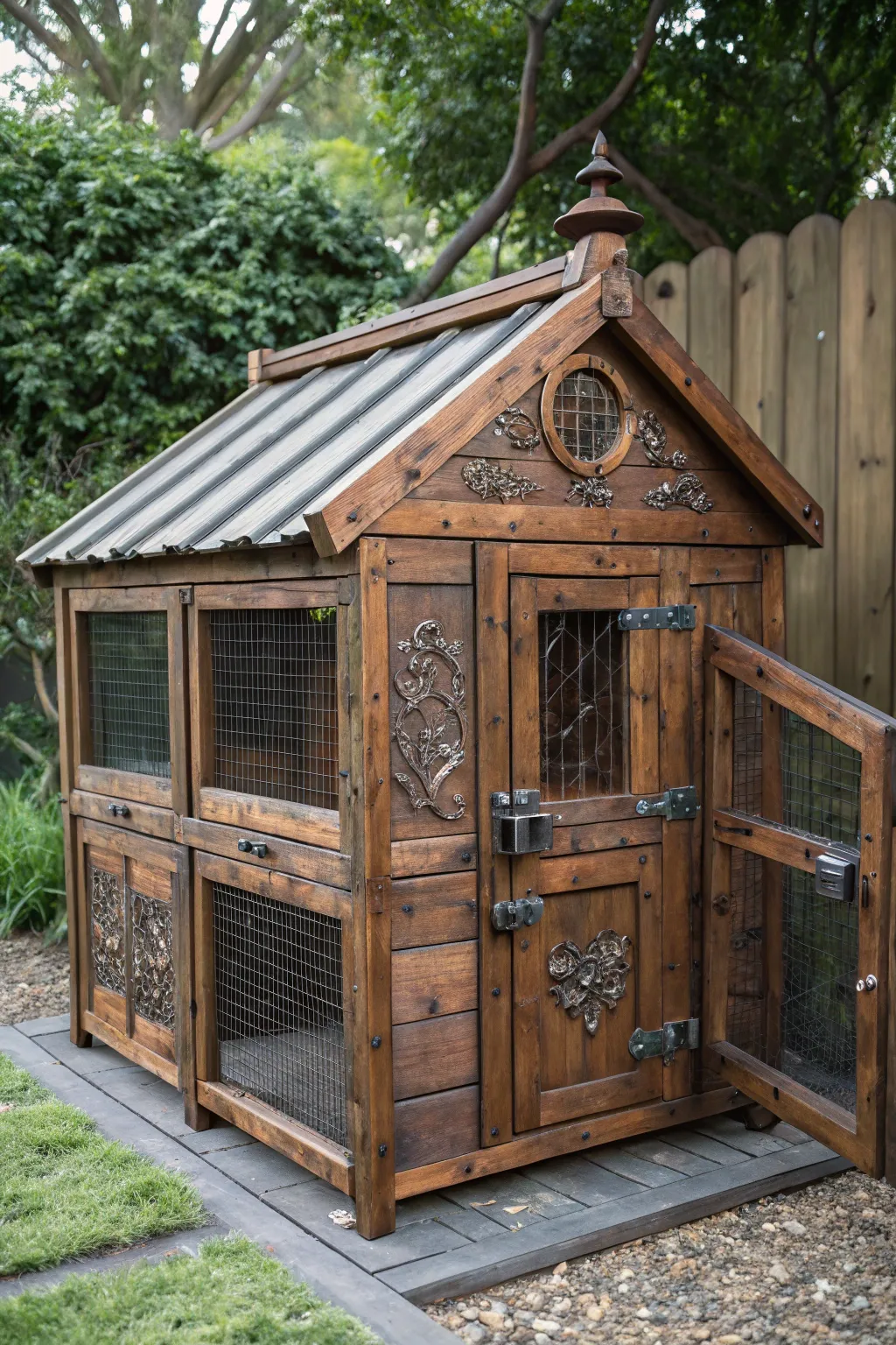 Weatherproof Craftsmanship: A Rustic Guinea Hen Haven Built to Last Through All Seasons.