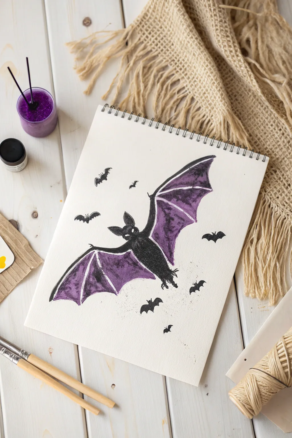 Unleash creativity with finger-paint bats: Every masterpiece is uniquely yours! 🎨🦇 #HalloweenCrafts #ScandiBoho