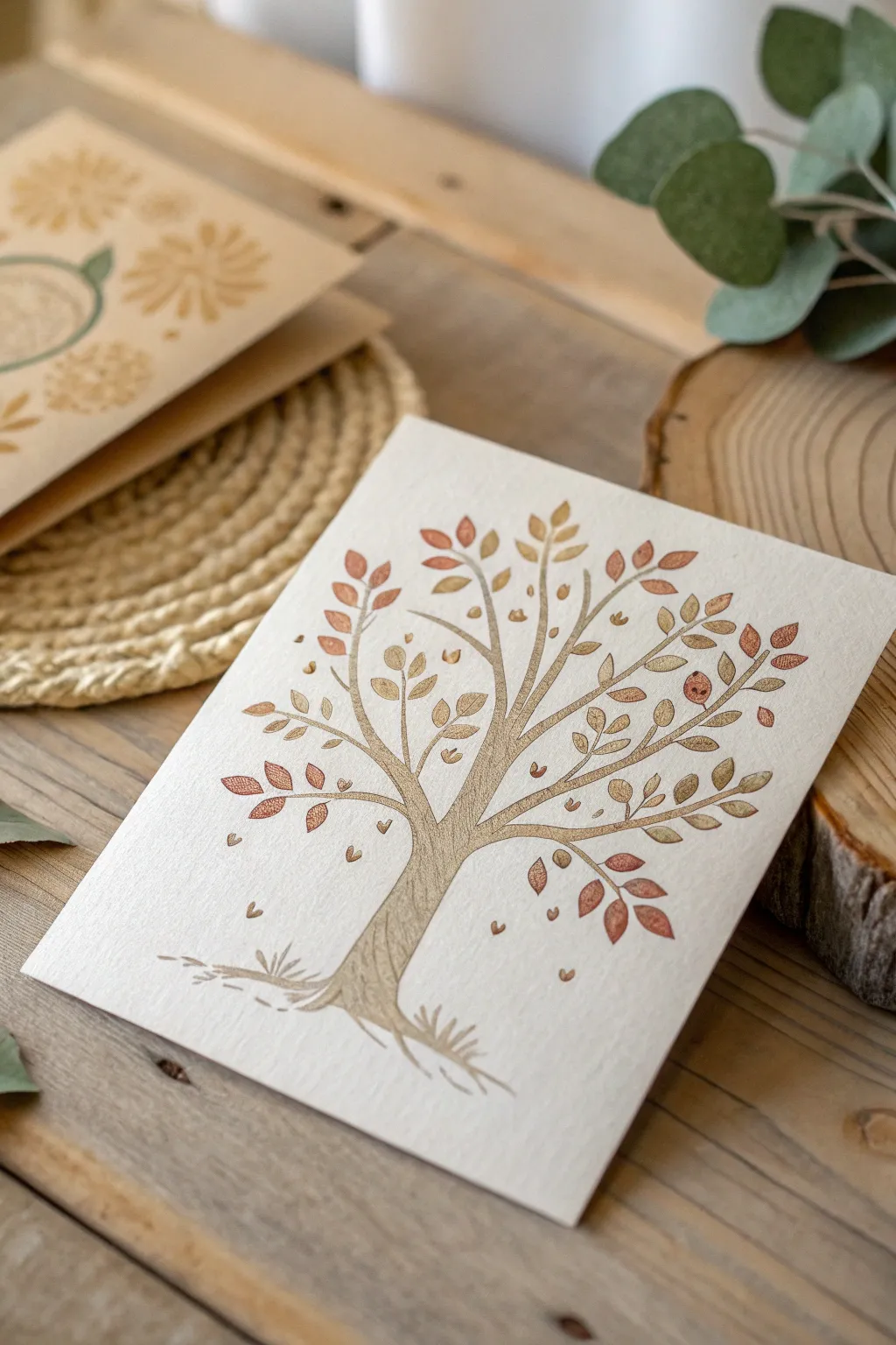 Celebrate family heritage with elegantly stenciled art cards that capture the essence of natural beauty and craftsmanship.