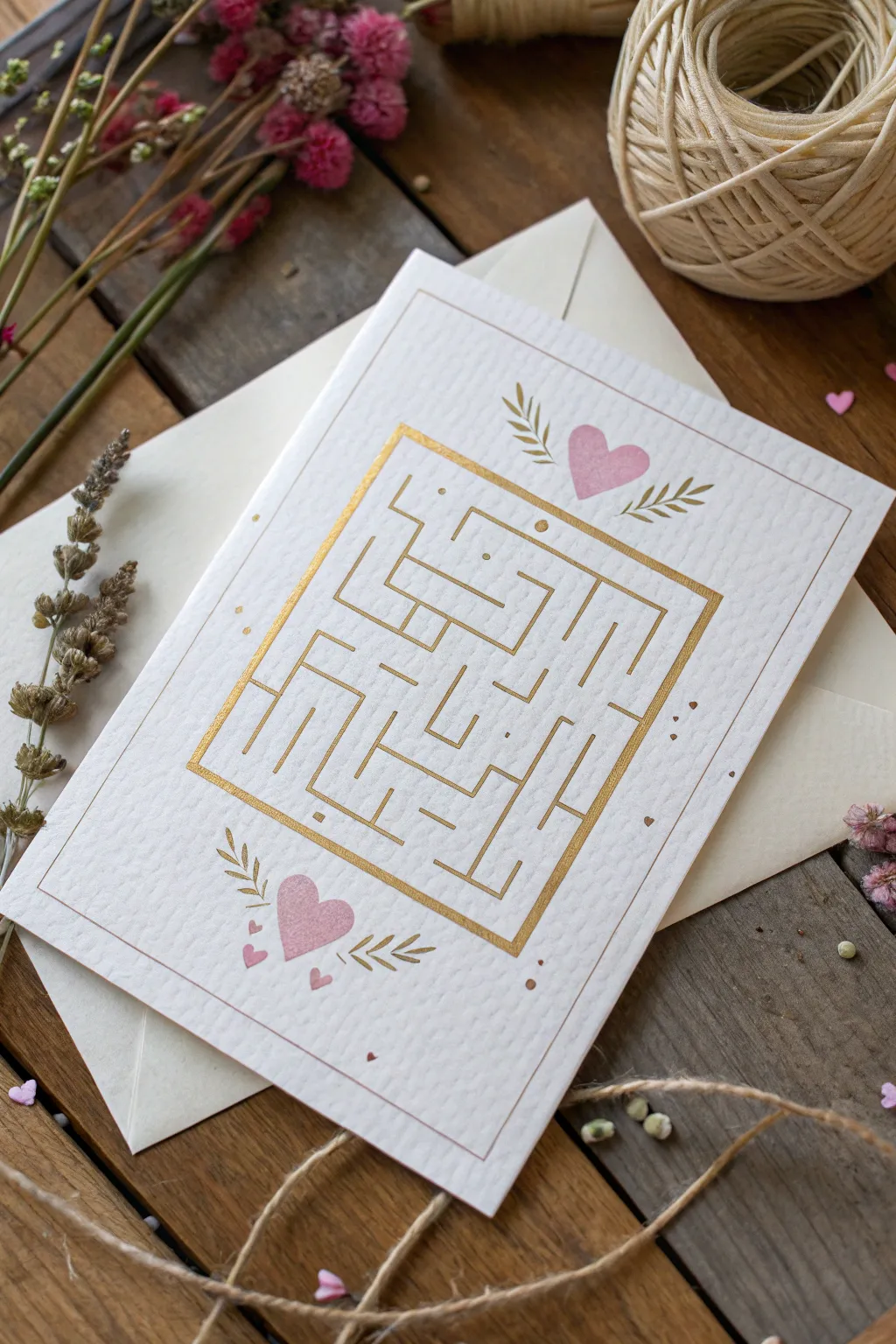 Add a playful surprise to your Valentine’s Day with this elegant maze card.