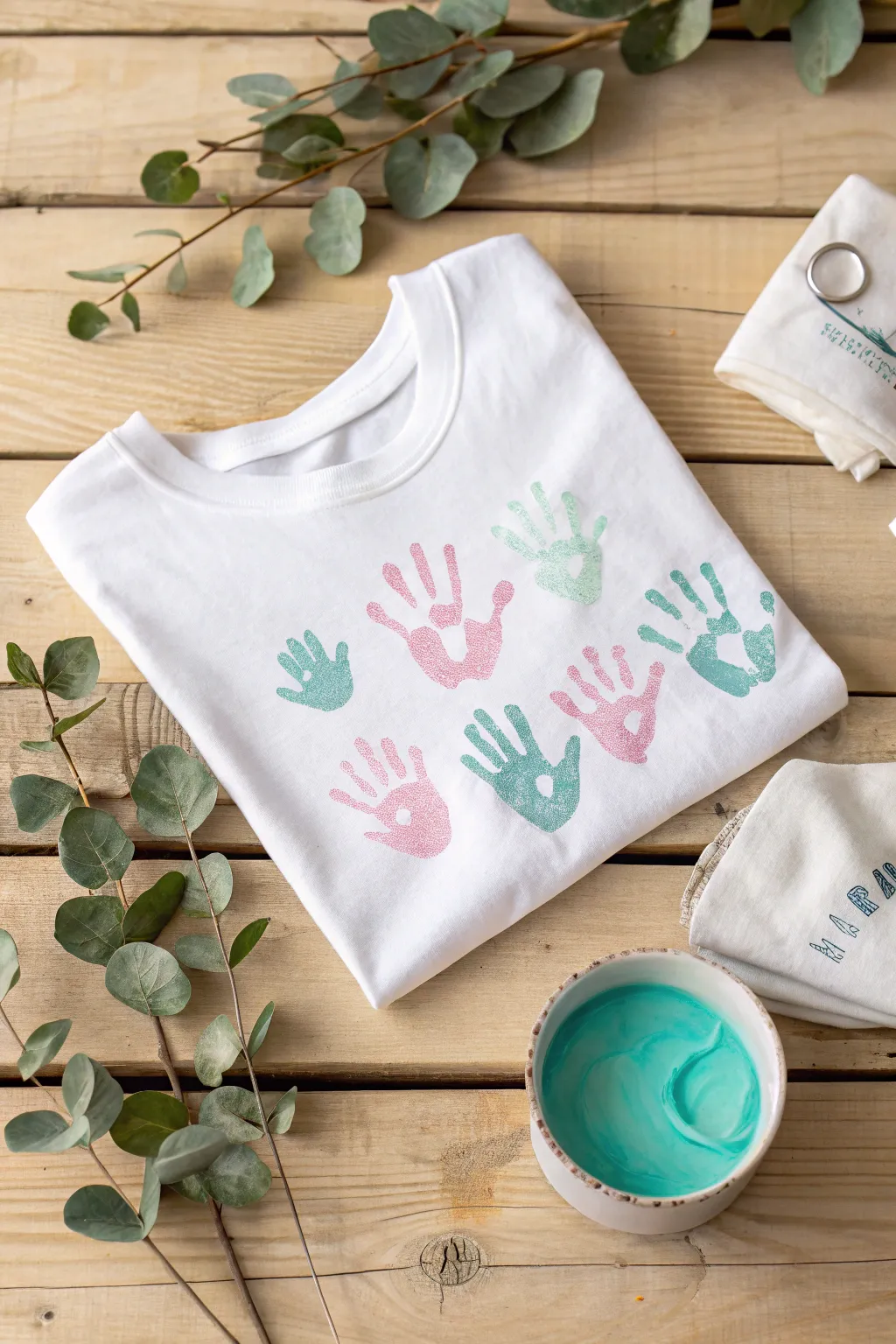Capture creativity and love with a personalized handprint t-shirt, where memories meet minimalist elegance.