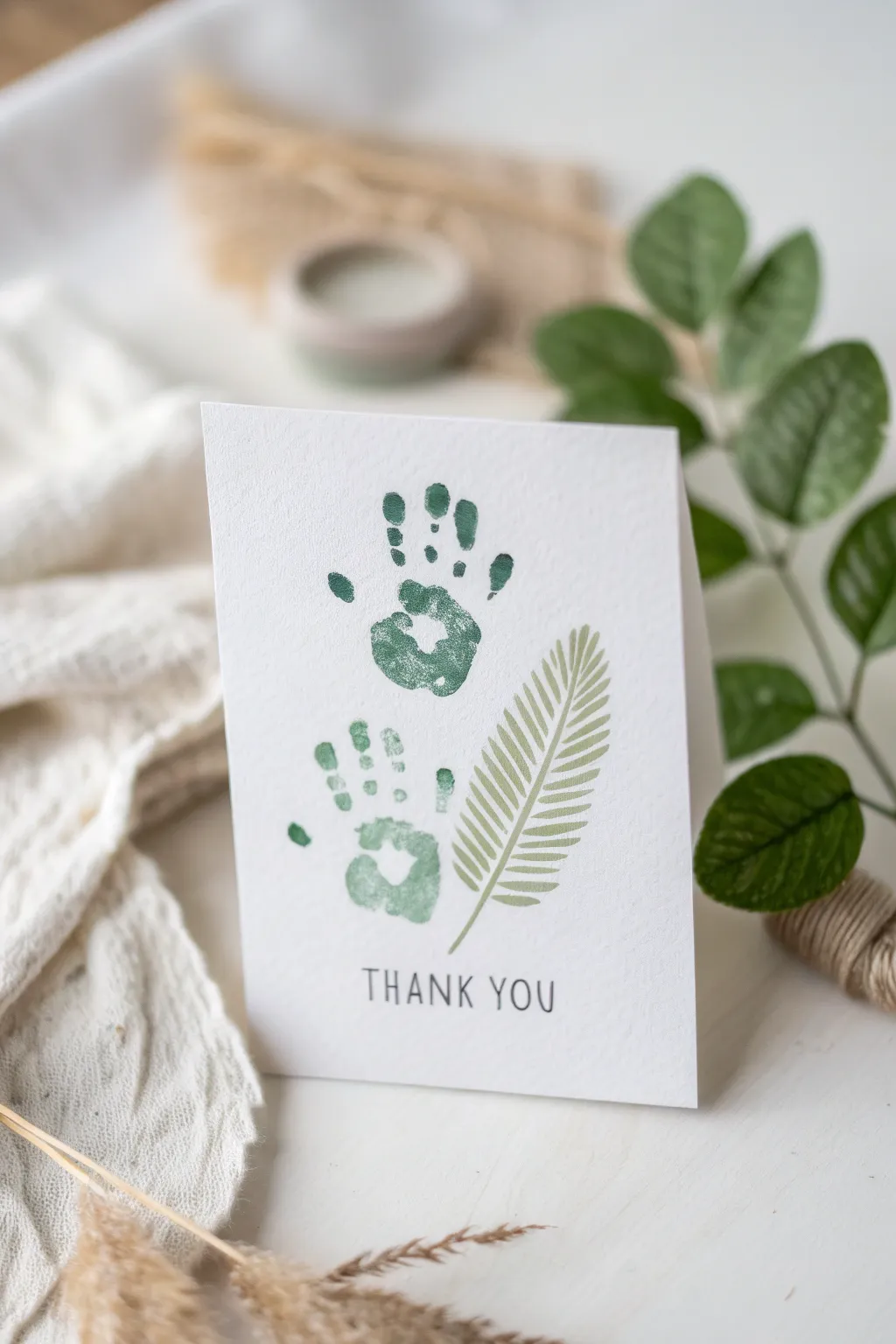 Express gratitude with nature's touch - a handmade leafy thank you card that speaks from the heart.