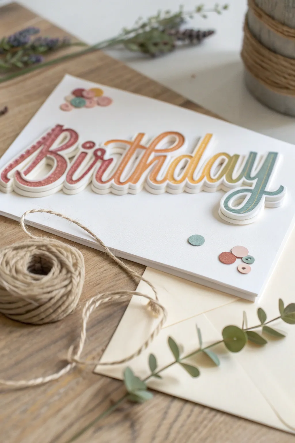 Elevate your birthday greetings with charming cut-out lettering for a personal touch.