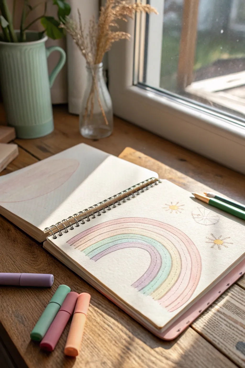 Add a touch of whimsy to your day with dreamy pastel highlighter rainbows. 🌈✨ #MinimalistArt #BohoVibes