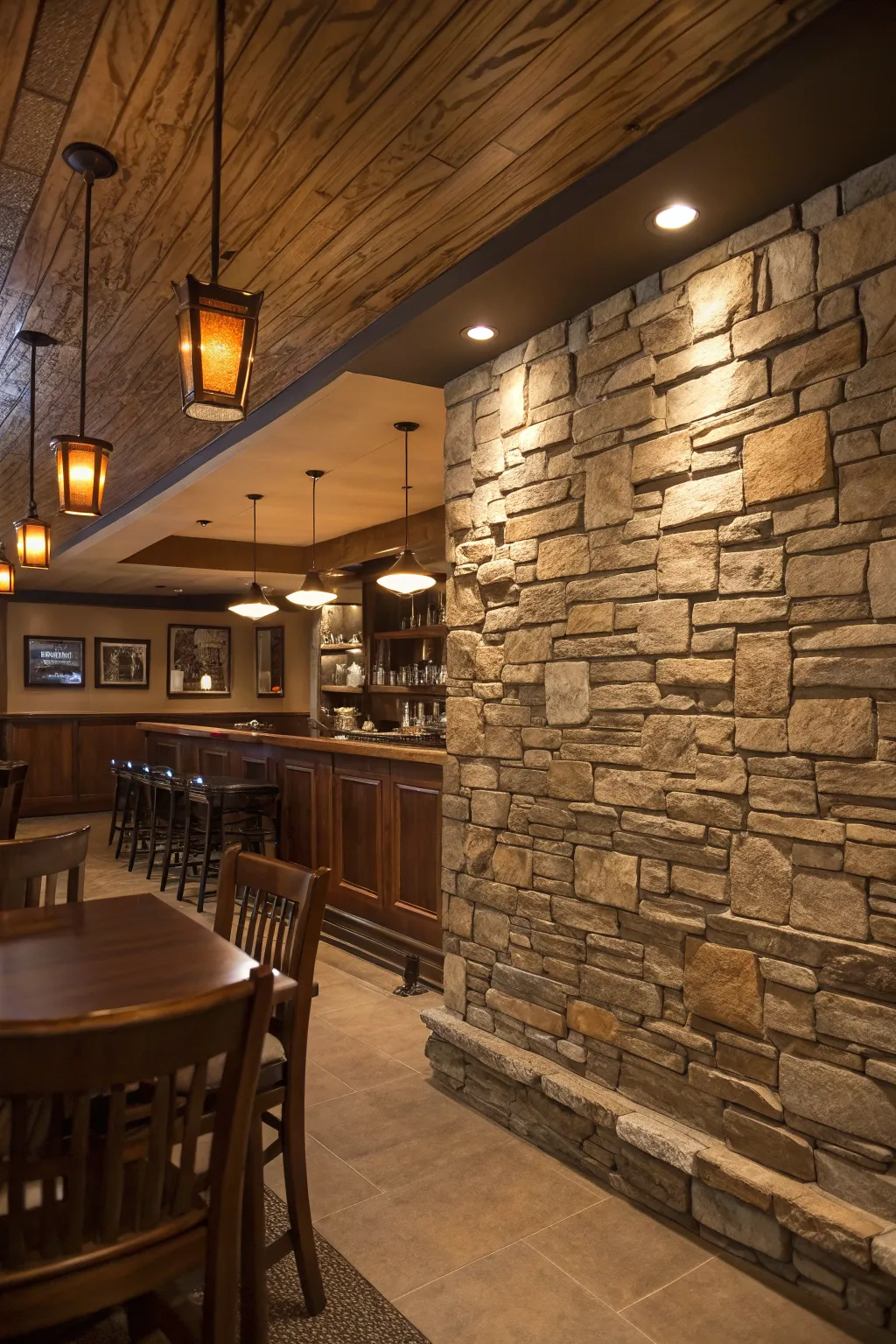 Faux stone panels add texture and depth to your space.