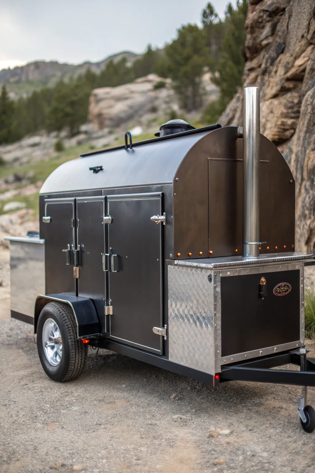 Master the elements with this expertly crafted weather-proof BBQ trailer, built for the ultimate outdoor grilling experience.