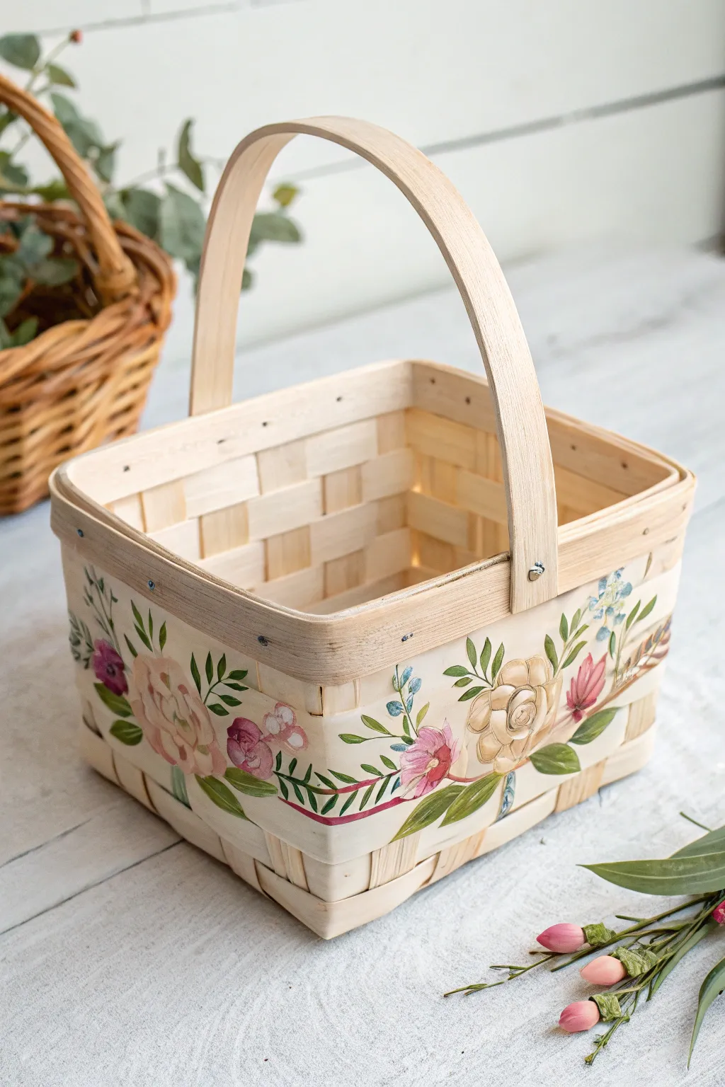 Embrace your creativity with these charming hand-painted wooden baskets, perfect for a touch of artistic flair this May Day.