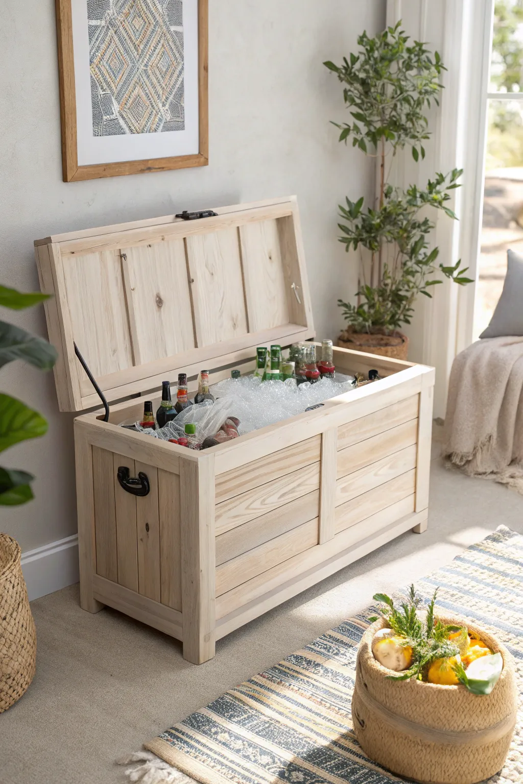 Elevate your gatherings with a stylish, handcrafted beverage cooler that blends Scandinavian minimalism and Boho charm.