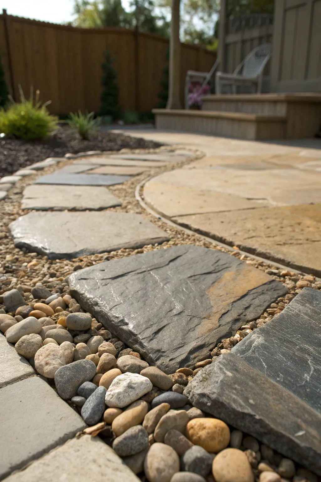 Craftsmanship in Stone: A Perfect Blend of Smooth Pebbles and Rugged Flagstones