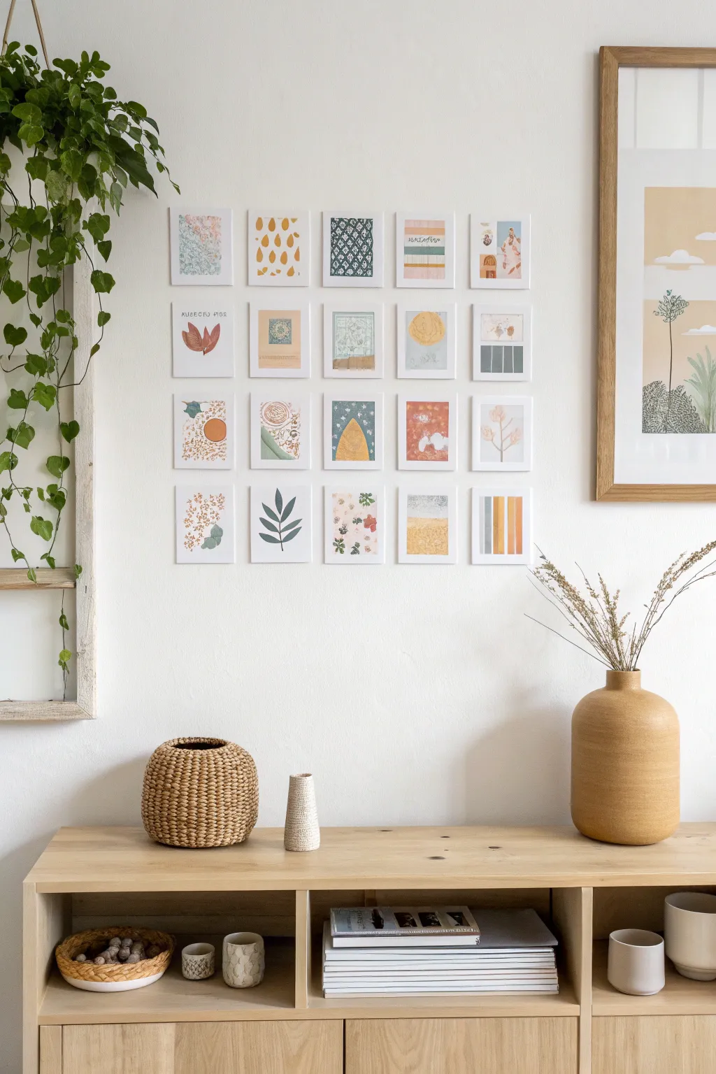 Elevate your space with a chic Tetris-style postcard display, perfect for adding a touch of minimalist charm.