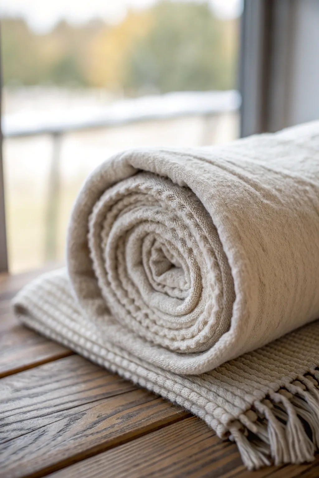 Transform your blanket into a chic travel pillow with a simple roll. Perfect for minimalist adventures.