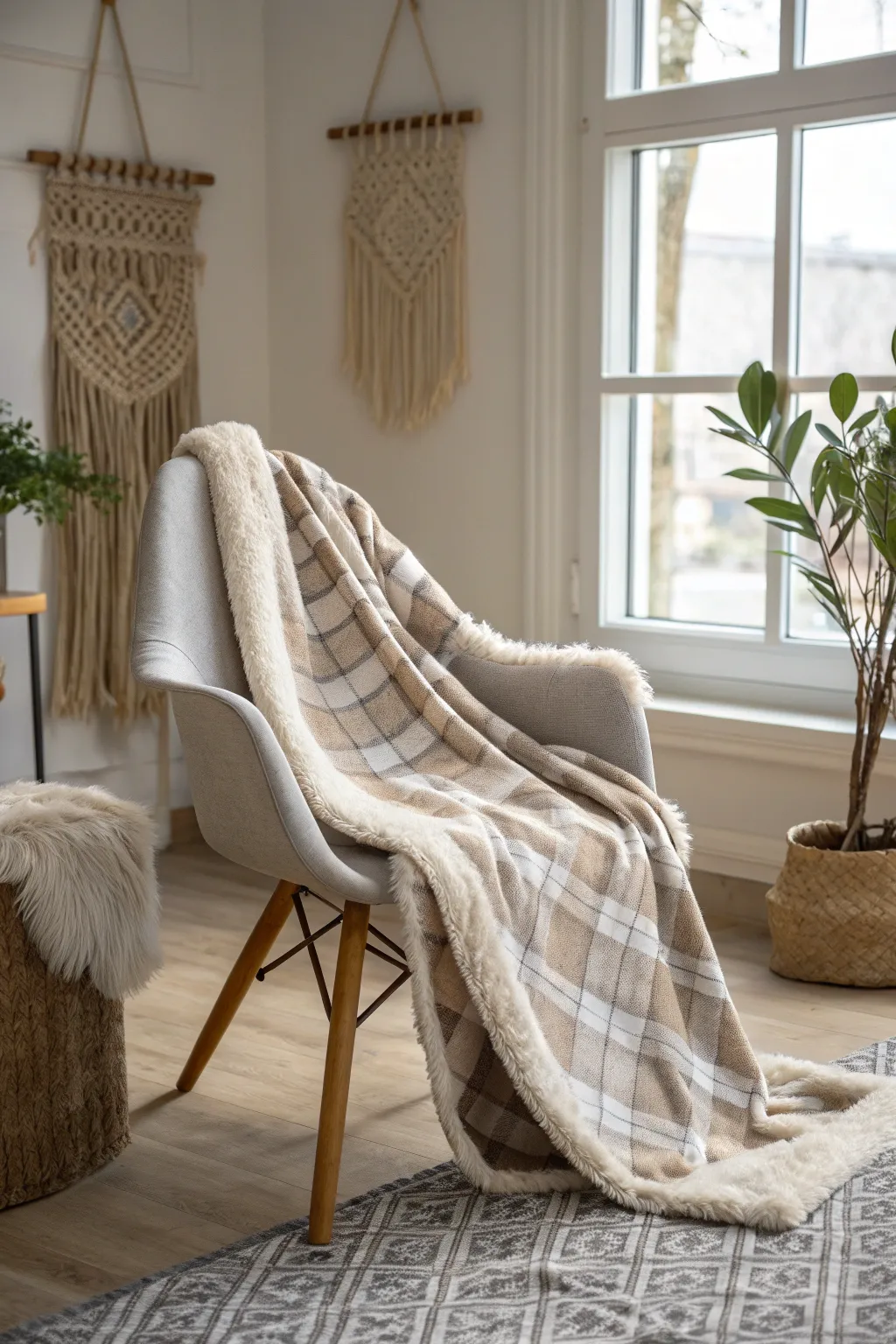 Wrap yourself in luxury with a faux fur backed flannel blanket—where simplicity meets elegance.