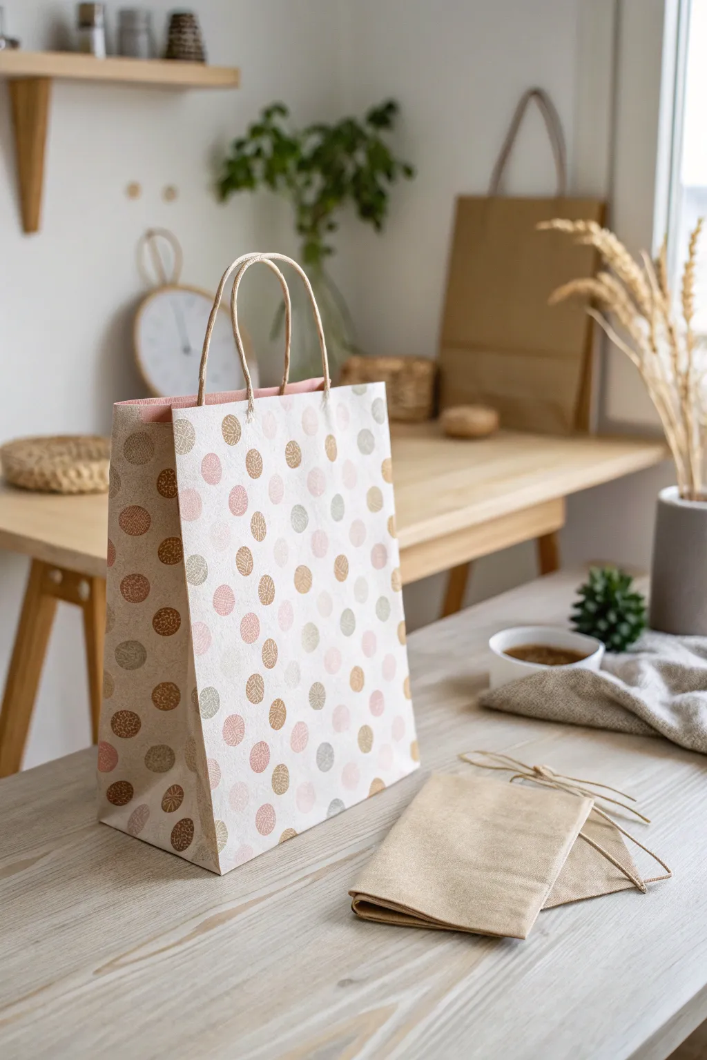 Crafted with care: Transforming paper bags into art with simple, Nordic-inspired stamping.