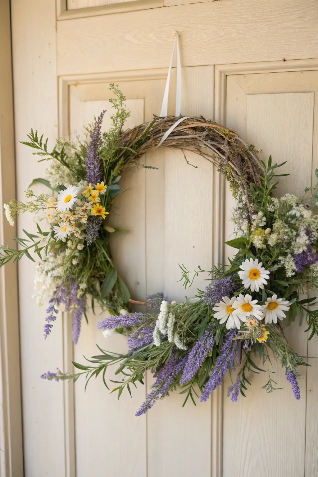 Bring the beauty of a wildflower meadow to your doorstep with this charming summer wreath.