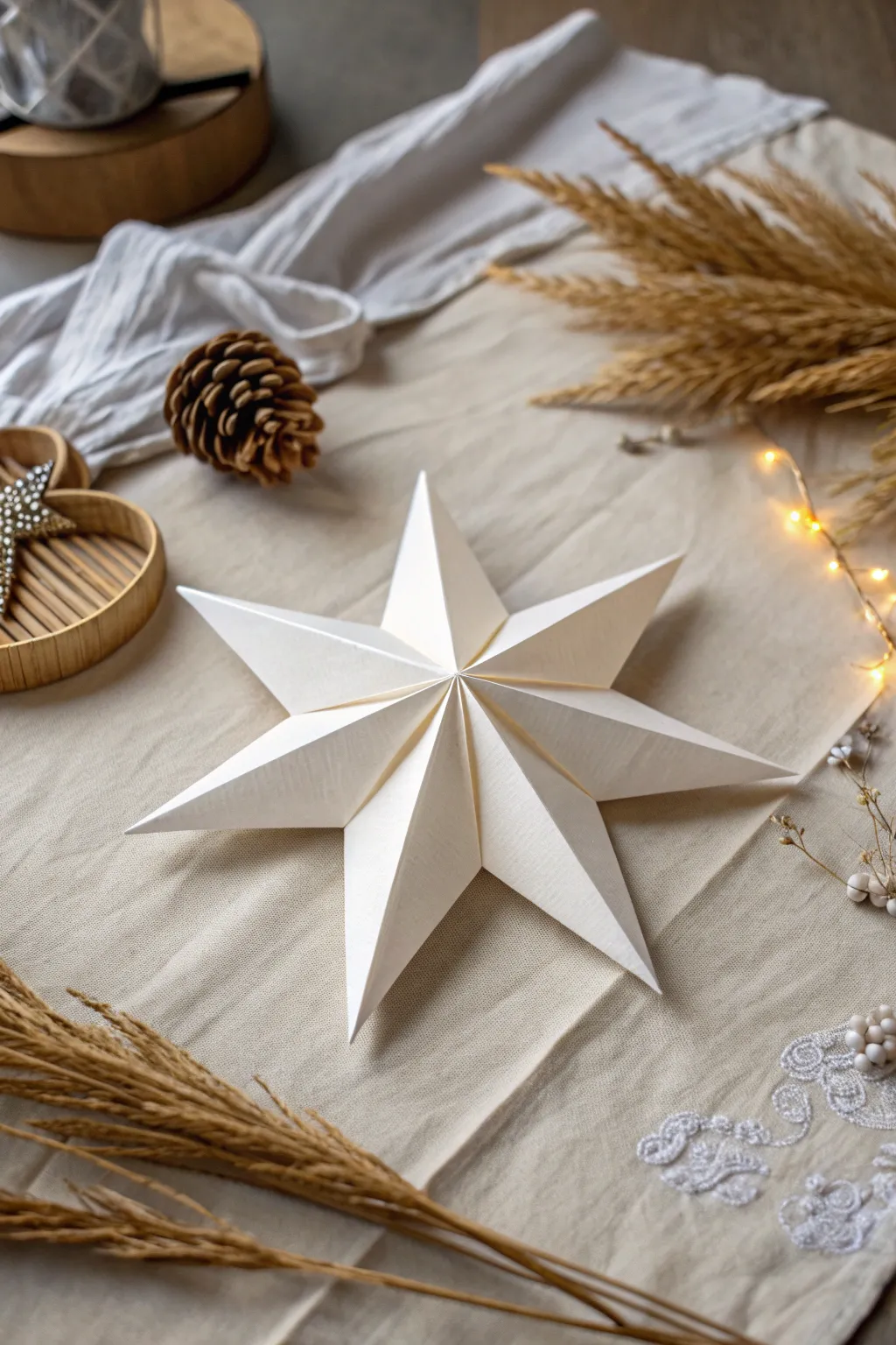 Elevate your space with minimalist paper star wall art that merges simplicity with craftsmanship.