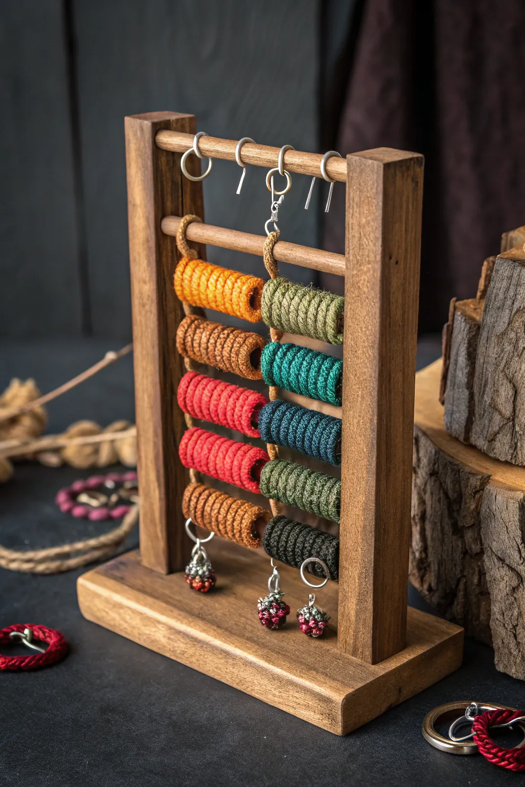 Elevate your paracord storage with this artistic and functional earring holder display.