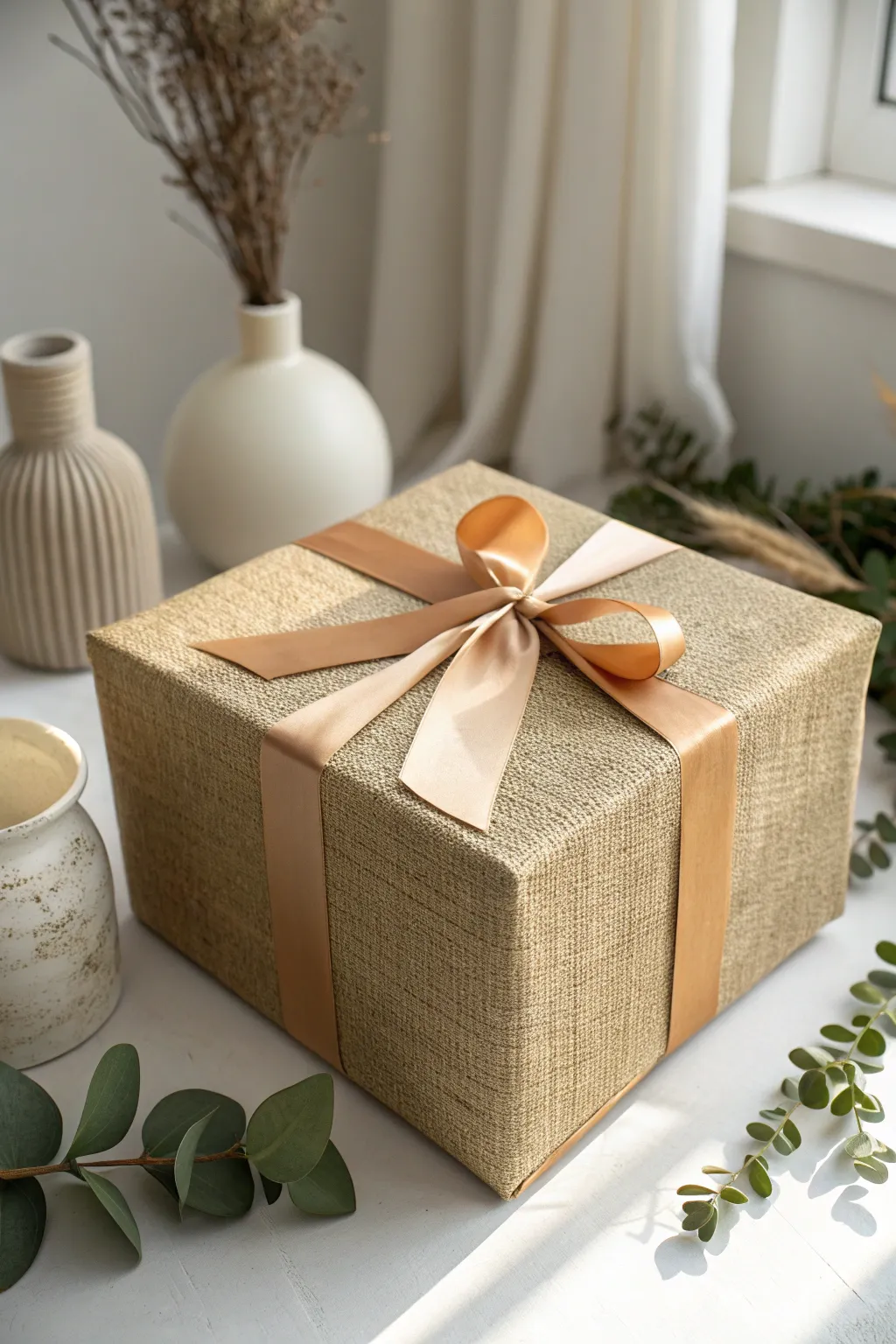 Elevate your gift wrapping with the rustic charm of burlap and the elegance of bright ribbons.