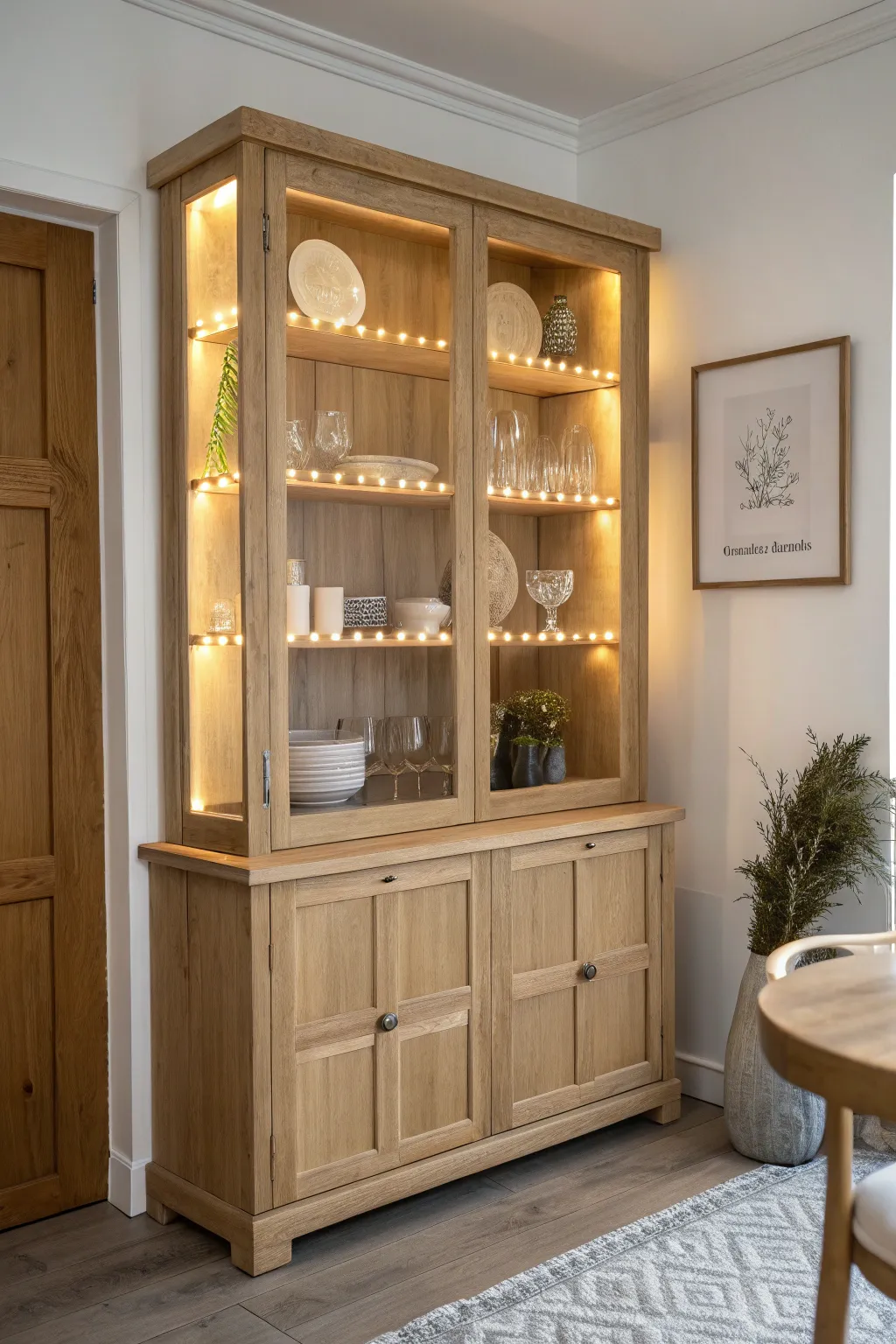 Transform your hutch into a captivating display with simple LED lighting magic. ✨