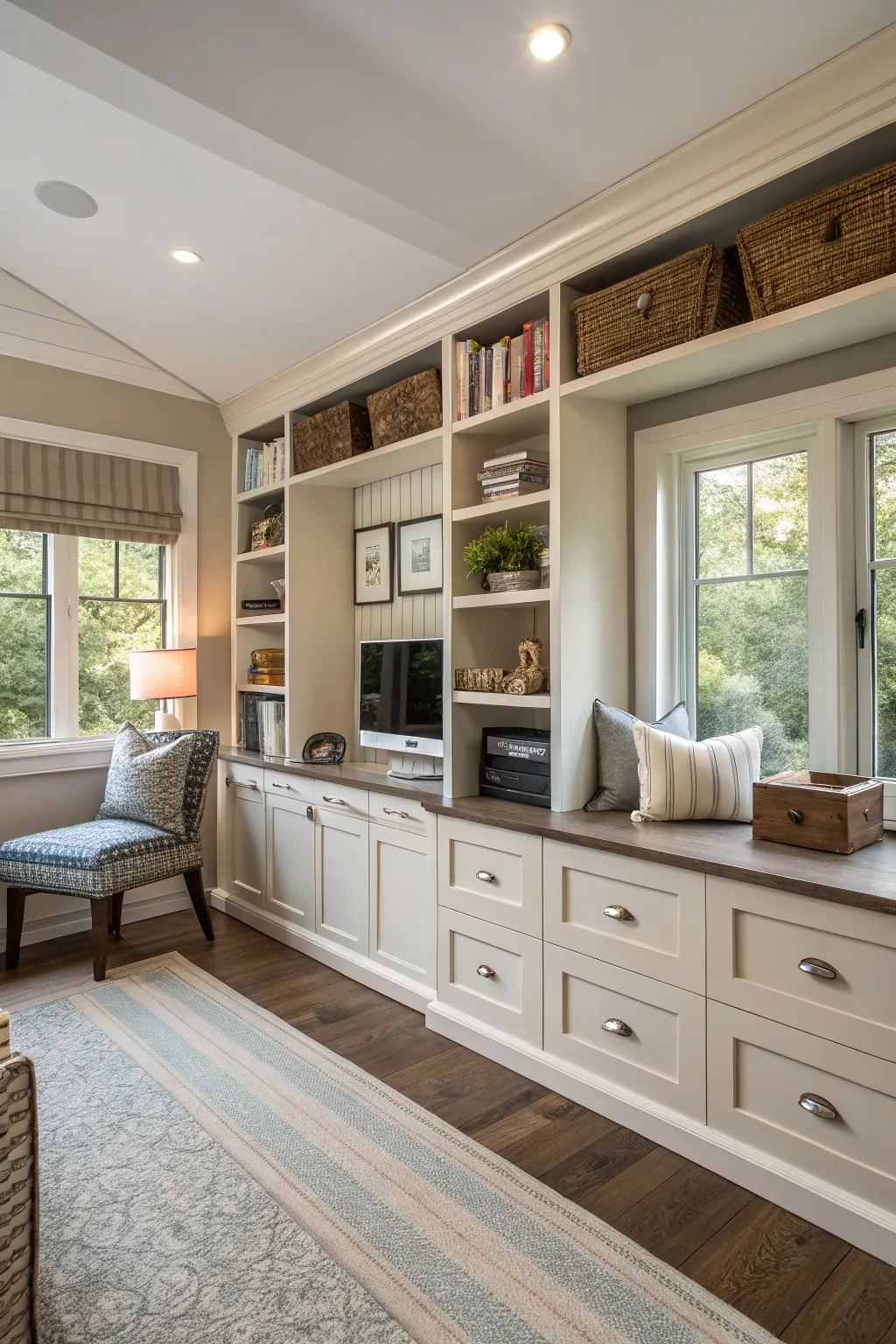 Customized storage keeps the space organized and efficient.