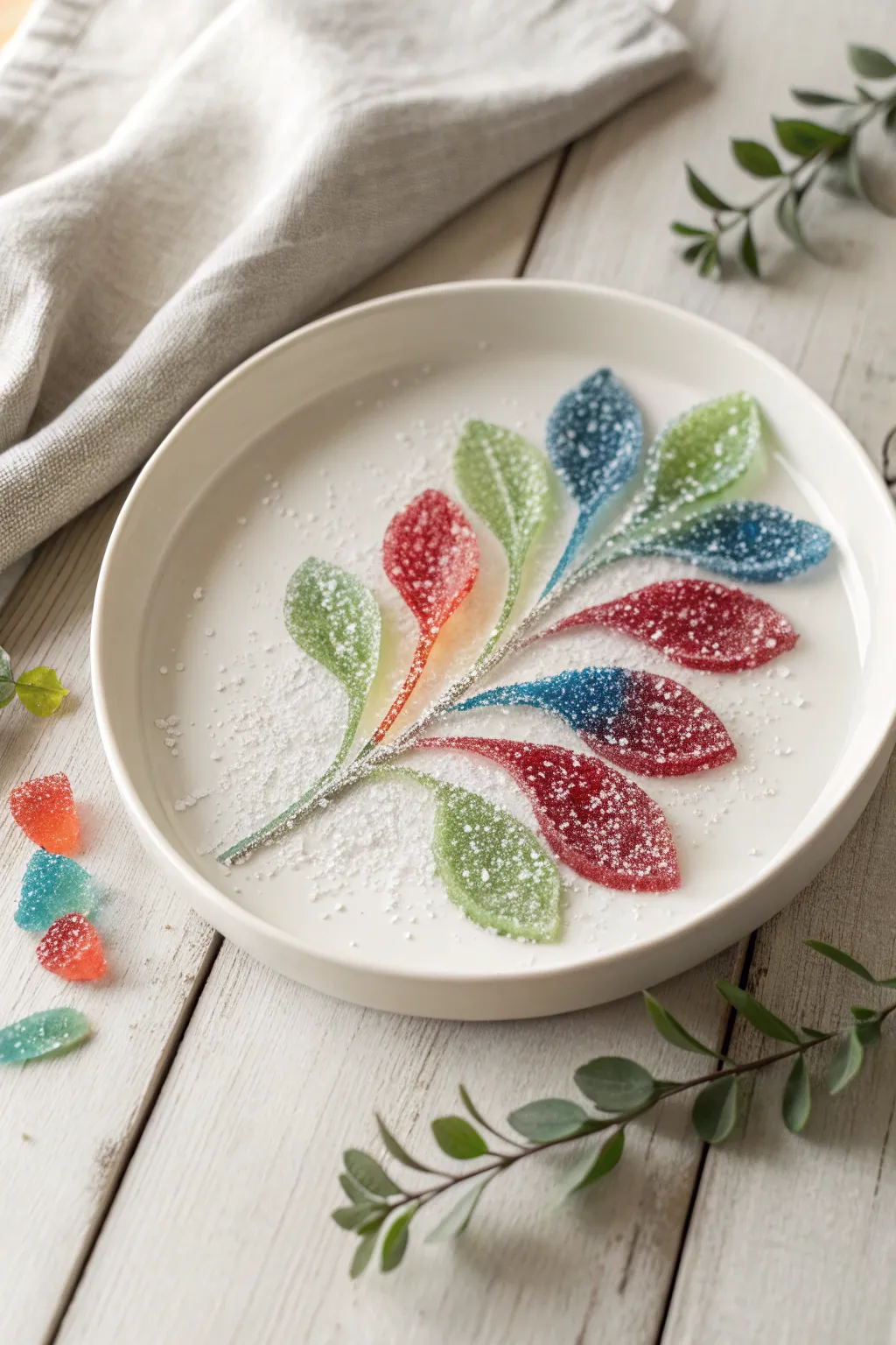 Add a splash of color to your decor with these vibrant isomalt sugar sprays—where art meets sweetness!