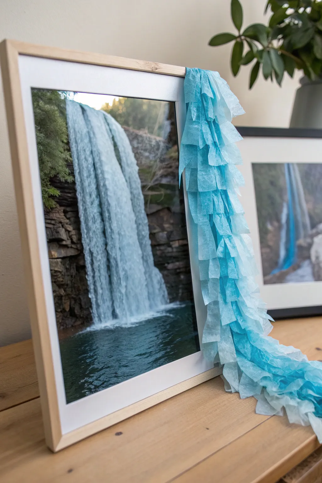 Dive into creativity with this serene tissue paper waterfall, embodying minimalist elegance with a boho twist.