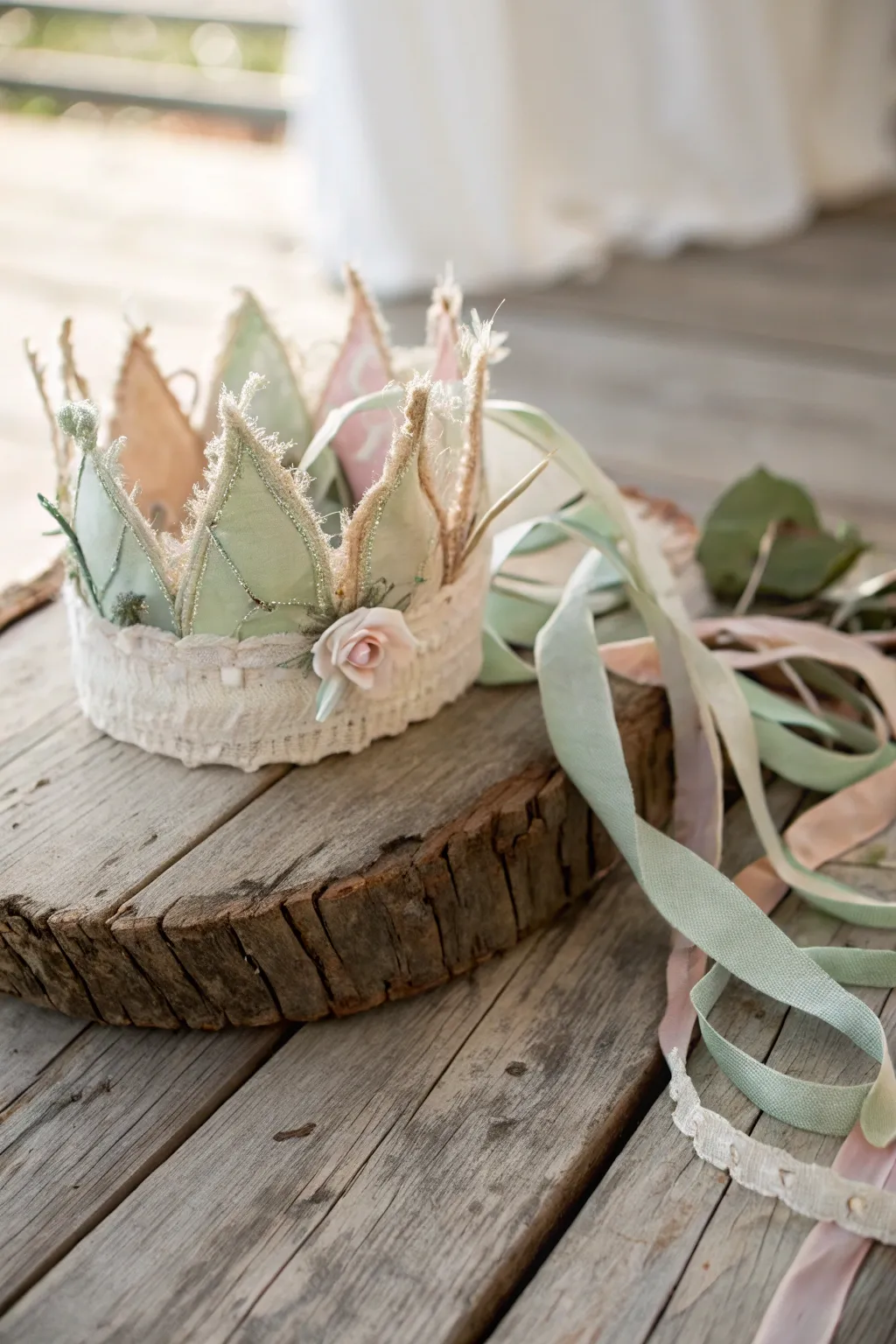 Embrace elegance with this handcrafted fabric crown, where simplicity meets artistry in every thread.