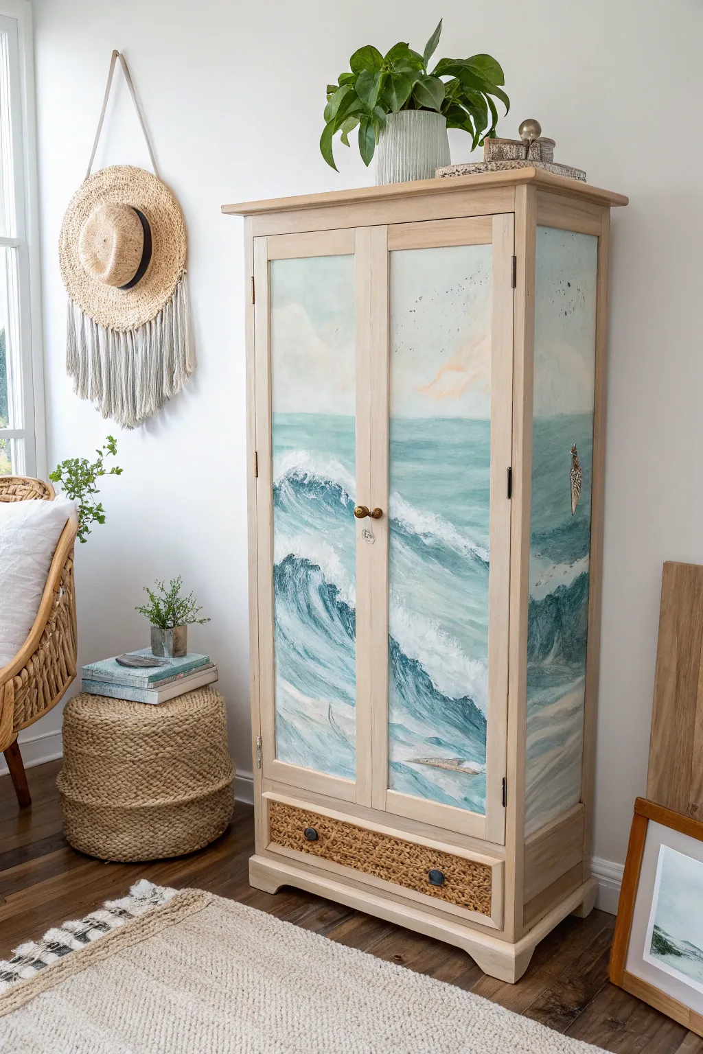 Elevate your space with an artistic jewelry armoire makeover, merging minimalist elegance with boho charm.