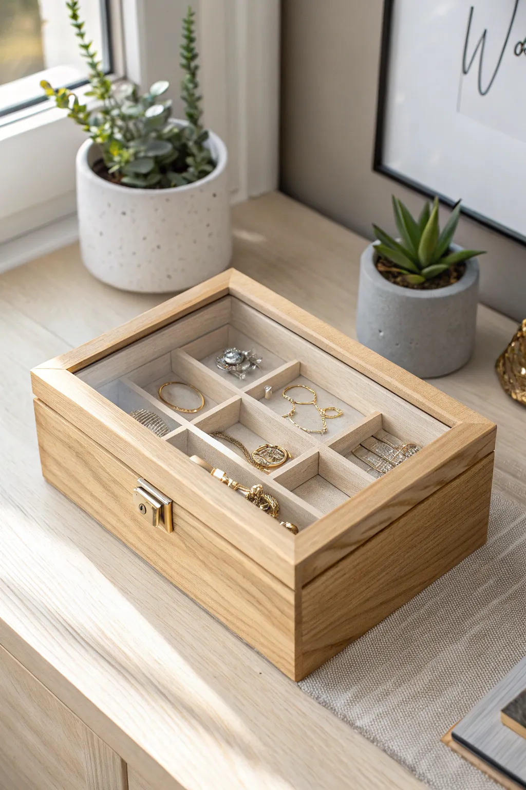 Elevate your jewelry display with a window top box that blends minimalist design and boho charm.