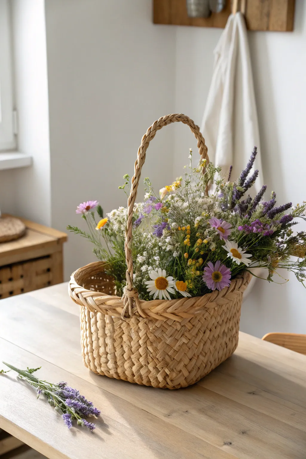 Brighten your day with a Floral Delight Basket, where Scandinavian simplicity meets bohemian charm.