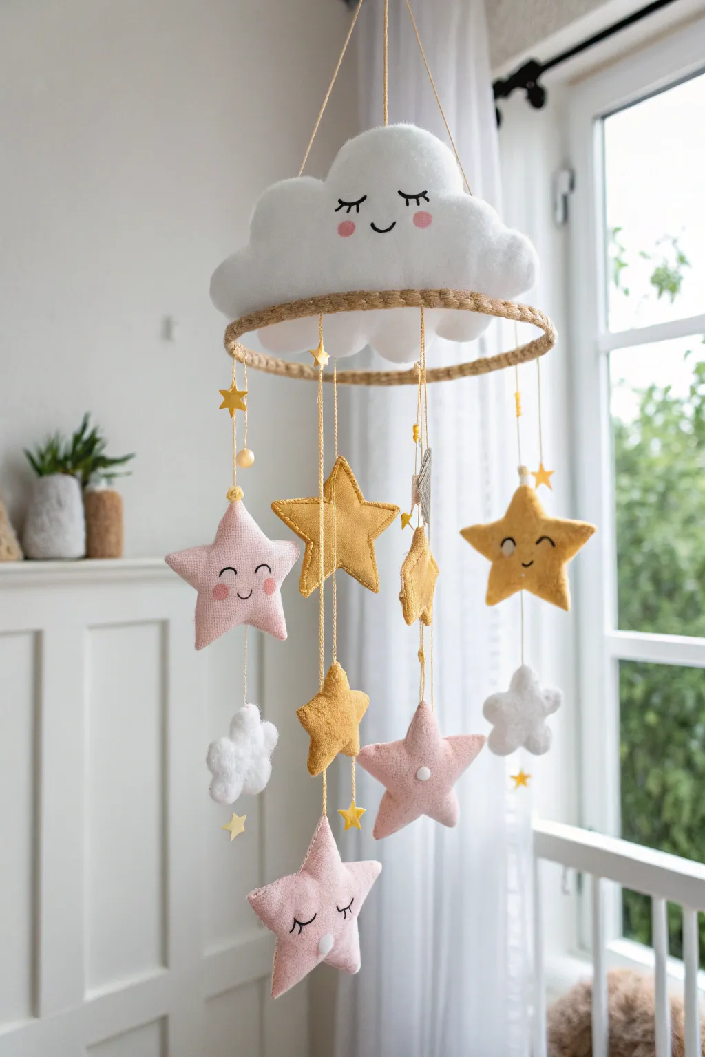 Bring a touch of whimsy and serenity to your space with this delightful kawaii sky mobile.