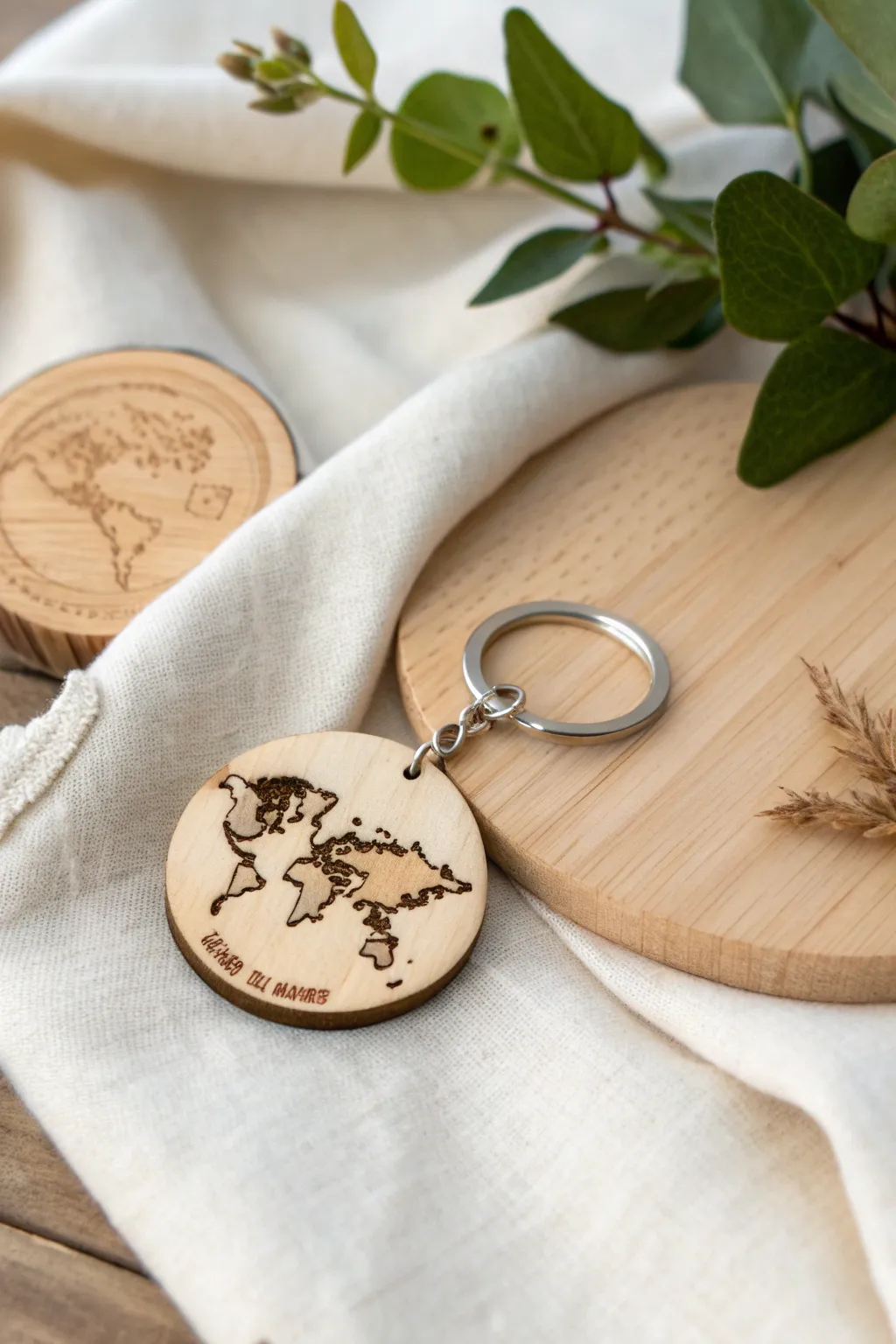 Explore the world with this minimalist map keychain, a perfect blend of Scandinavian simplicity and Boho charm.